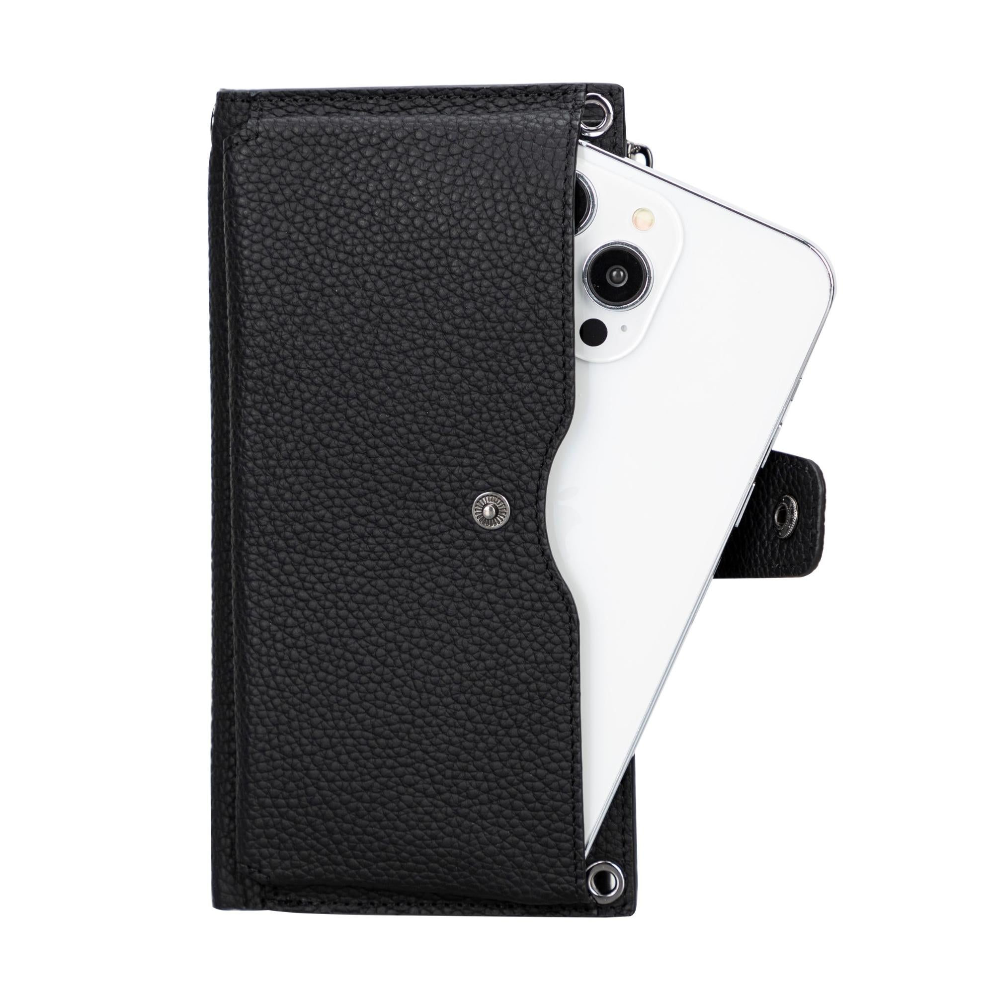 kaycee leather women's cell phone wallet with strap - toronata -
