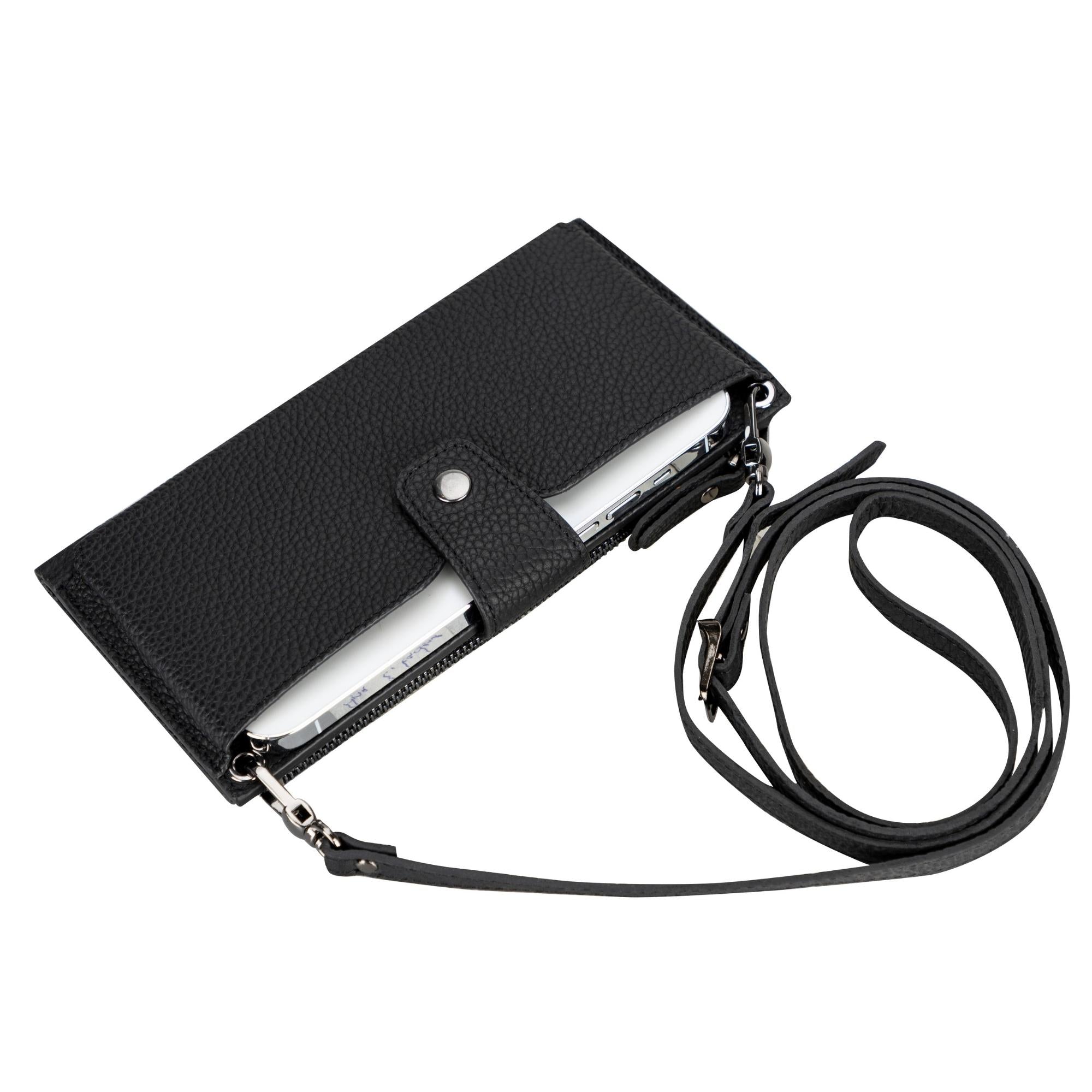 kaycee leather women's cell phone wallet with strap - toronata -