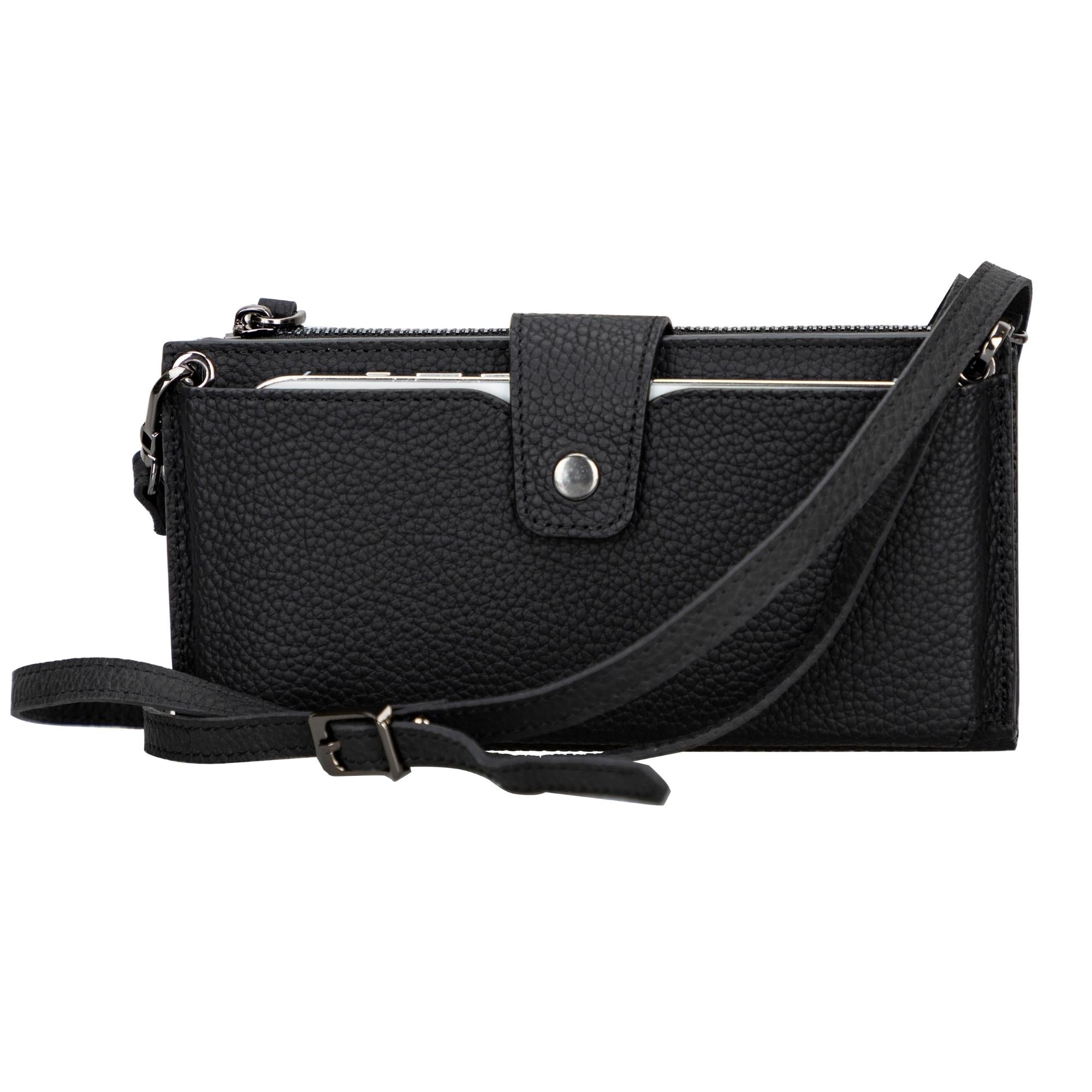 kaycee leather women's cell phone wallet with strap - toronata -