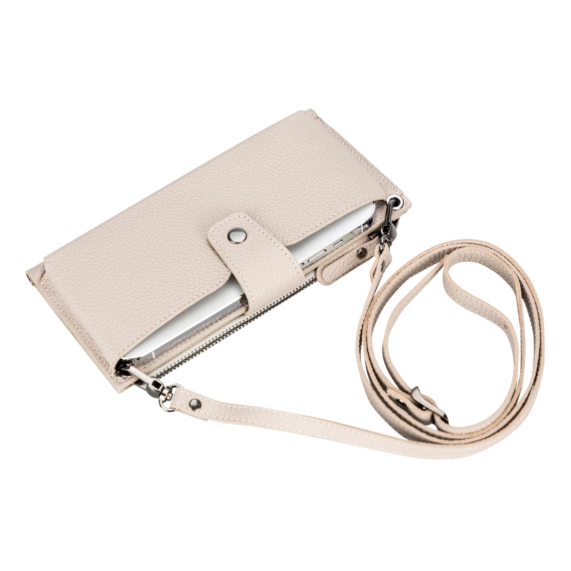 kaycee leather women's cell phone wallet with strap - toronata -