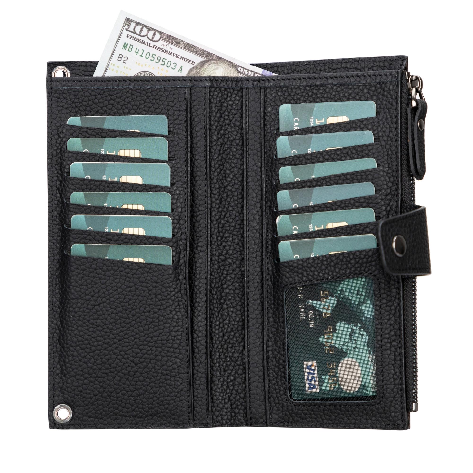 kaycee leather women's cell phone wallet with strap - toronata -