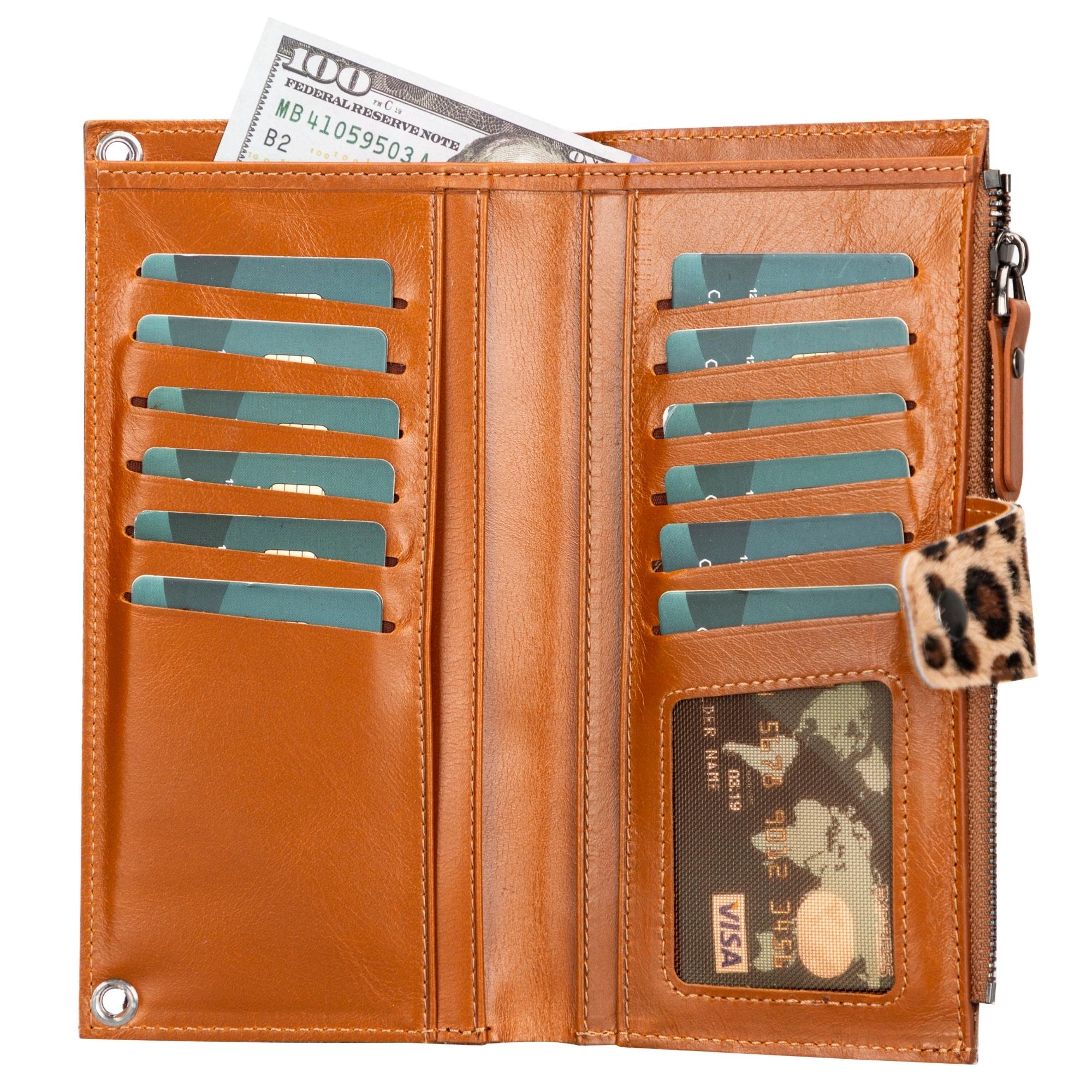 kaycee leather women's cell phone wallet with strap - toronata -