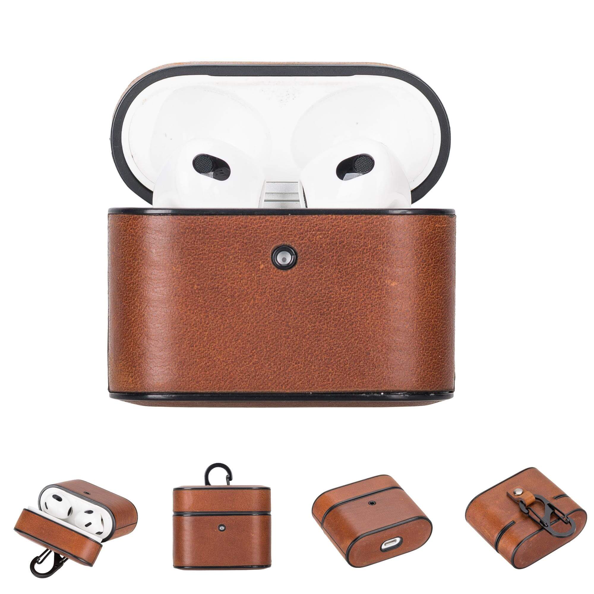 laramie leather case for apple airpods 3 - toronata - #color_dark-brown