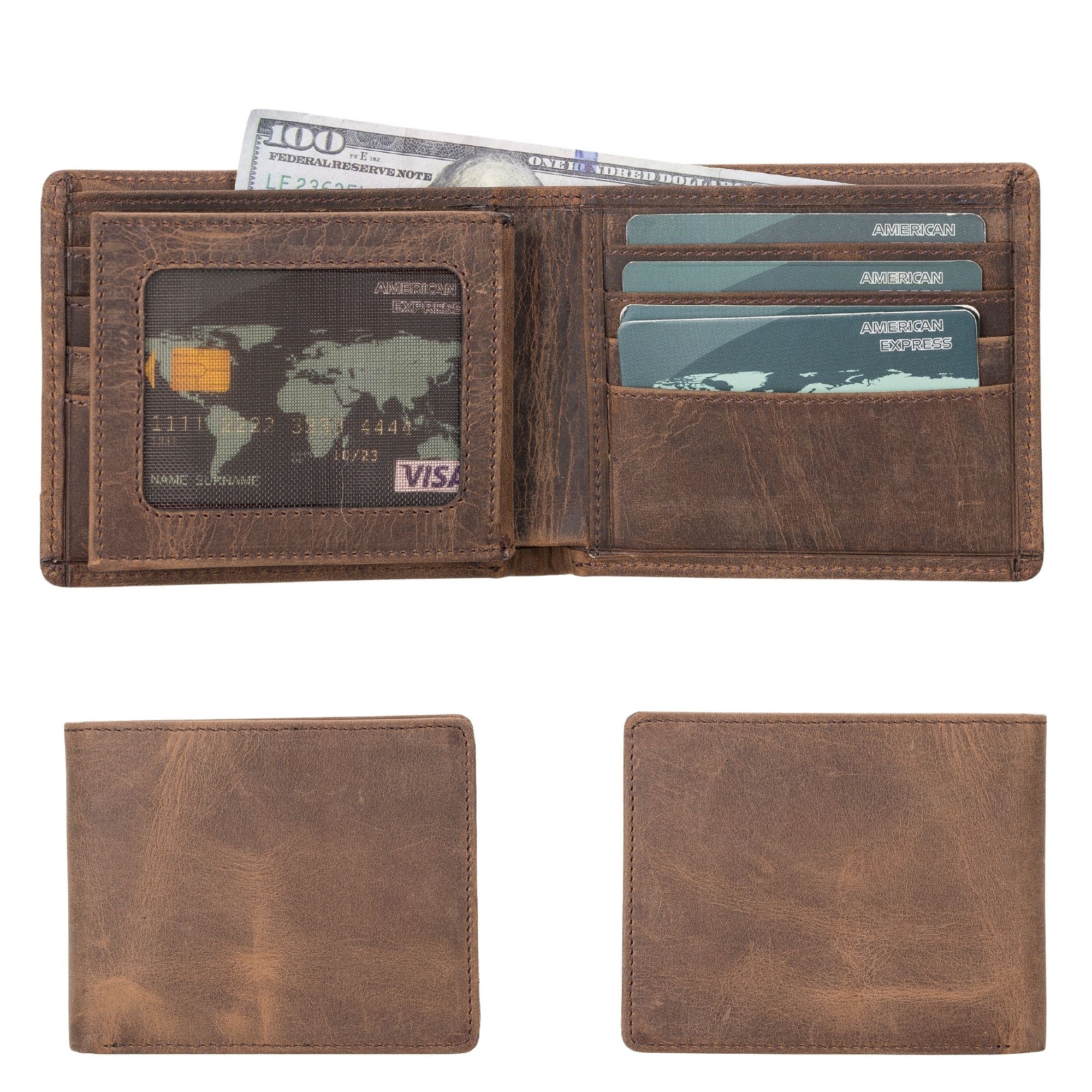 Lusk Slim Bifold Design Handcrafted Men's Genuine Leather Wallet - Dark Brown - TORONATA