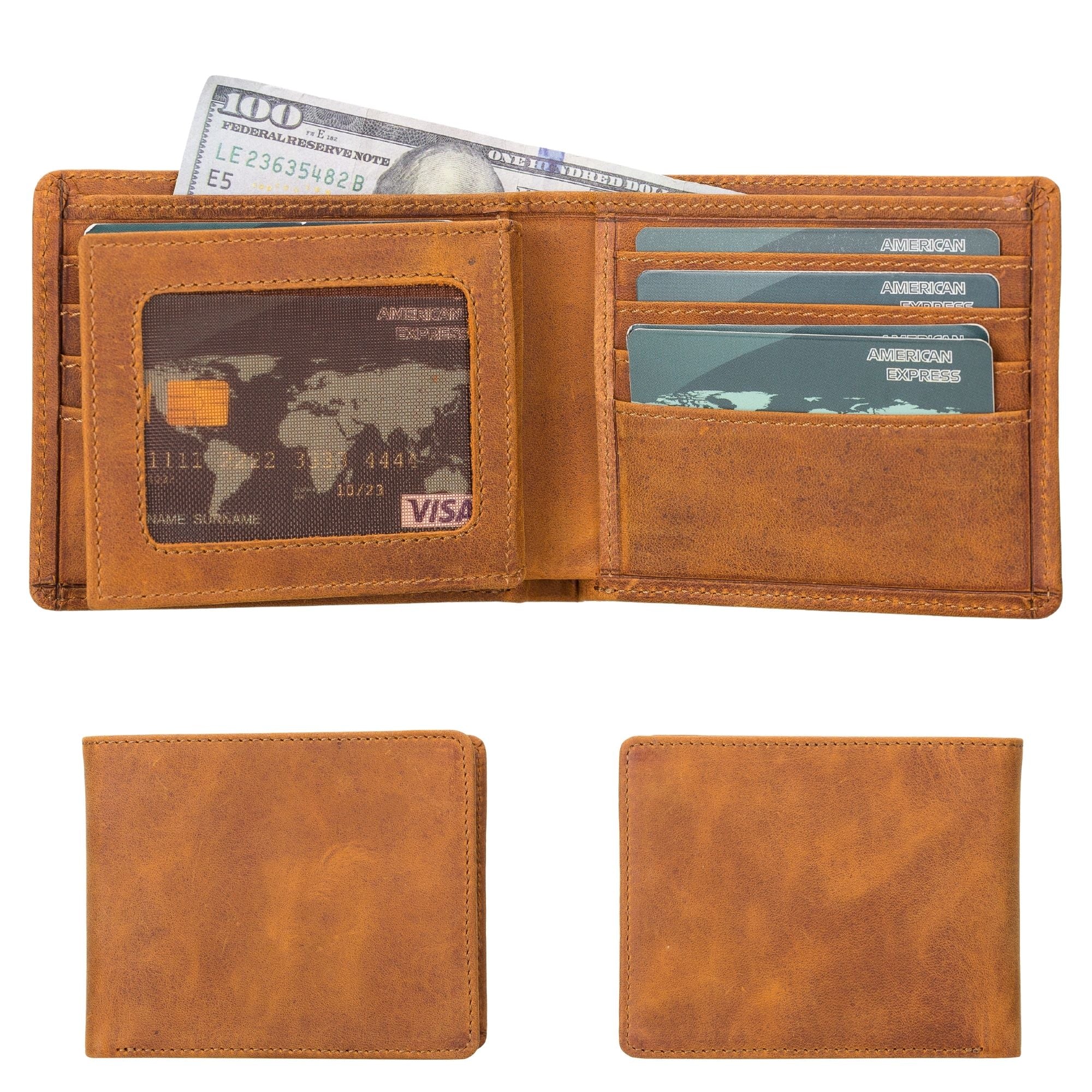 lusk slim bifold design handcrafted men's genuine leather wallet - toronata - #color_tan