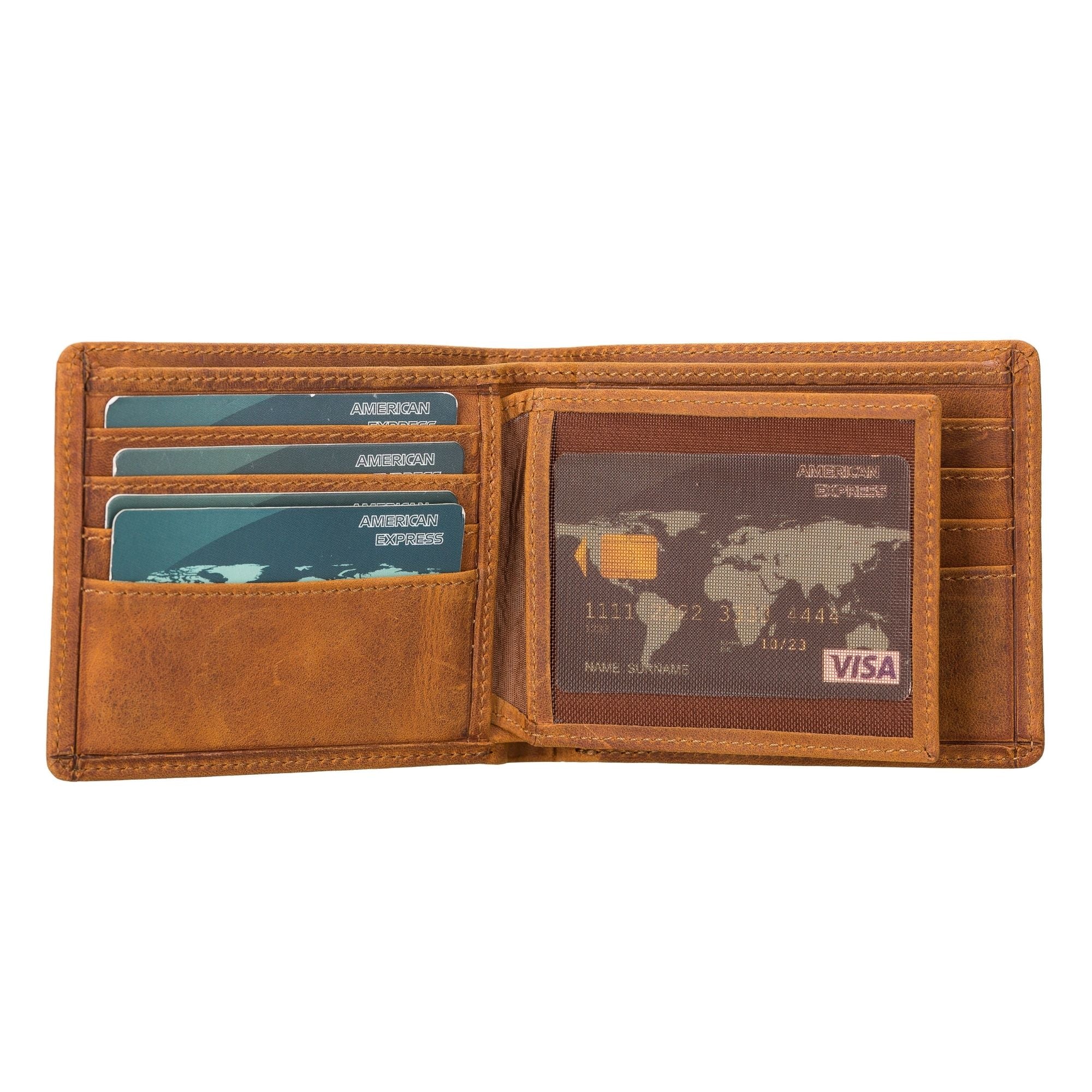 lusk slim bifold design handcrafted men's genuine leather wallet - toronata - #color_tan