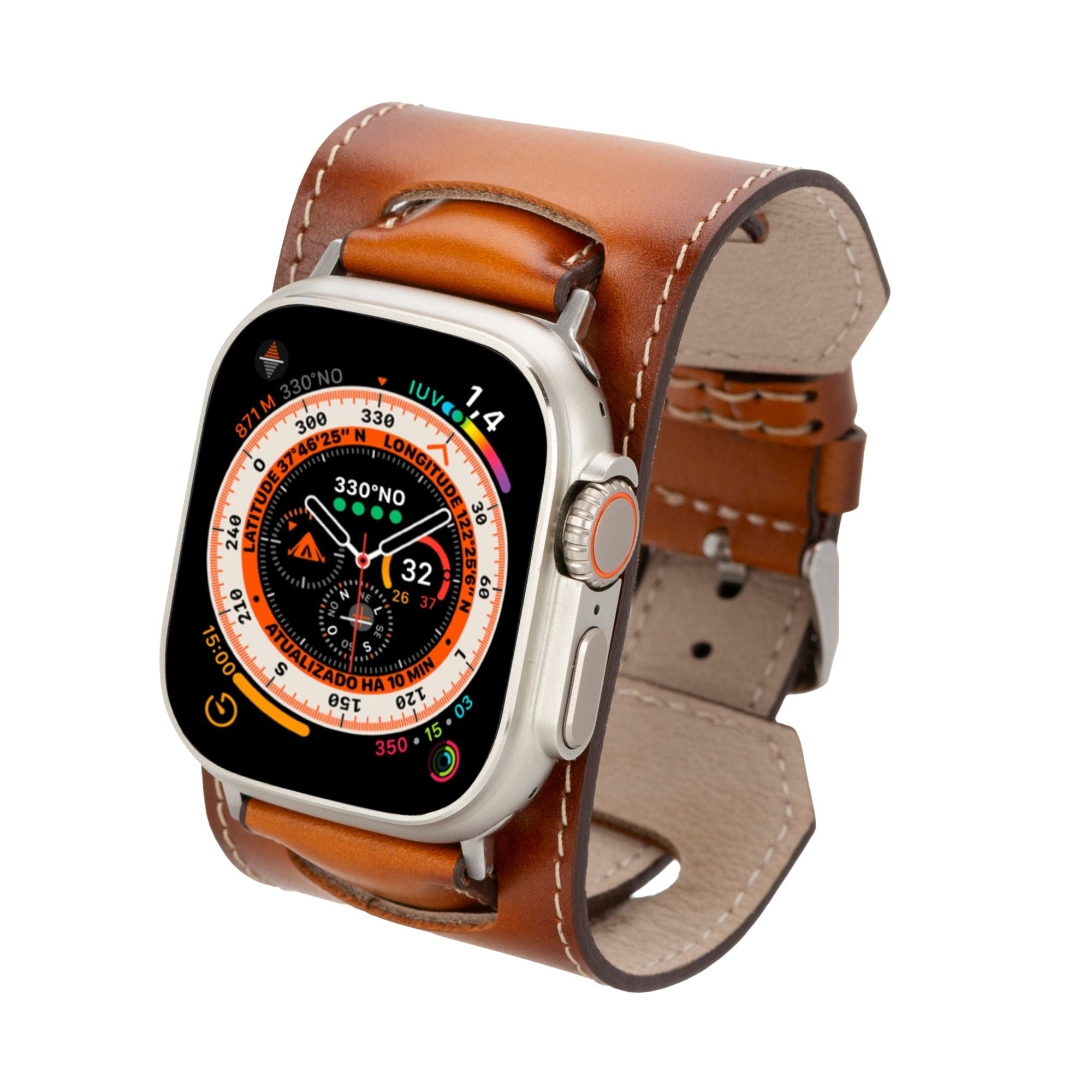 Moorcroft Cuff Leather Bands for Apple Watch 9, Ultra 2 & SE - 45/44/42mm - Tan - TORONATA