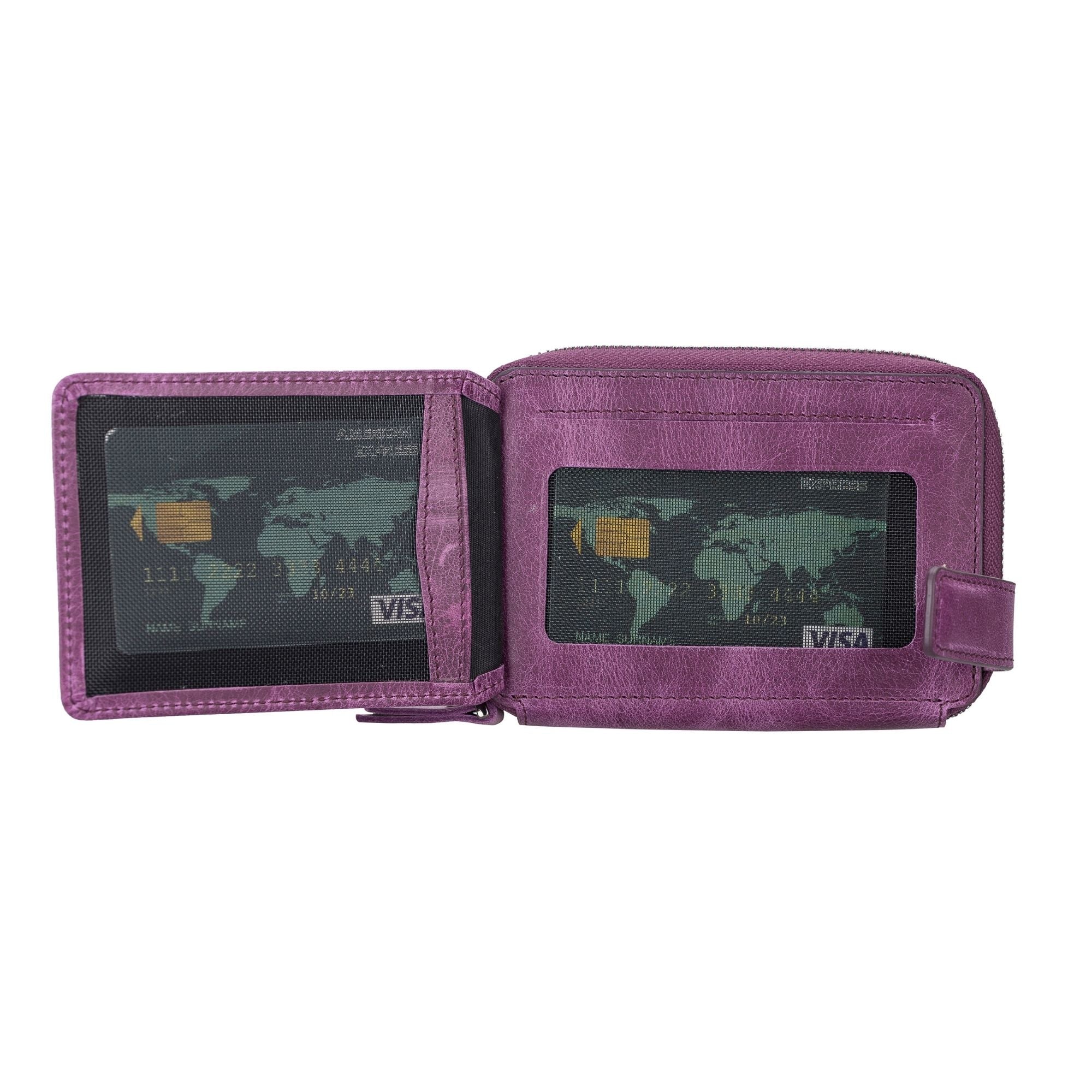 powell handmade unisex leather wallet with zippered compartment - toronata -