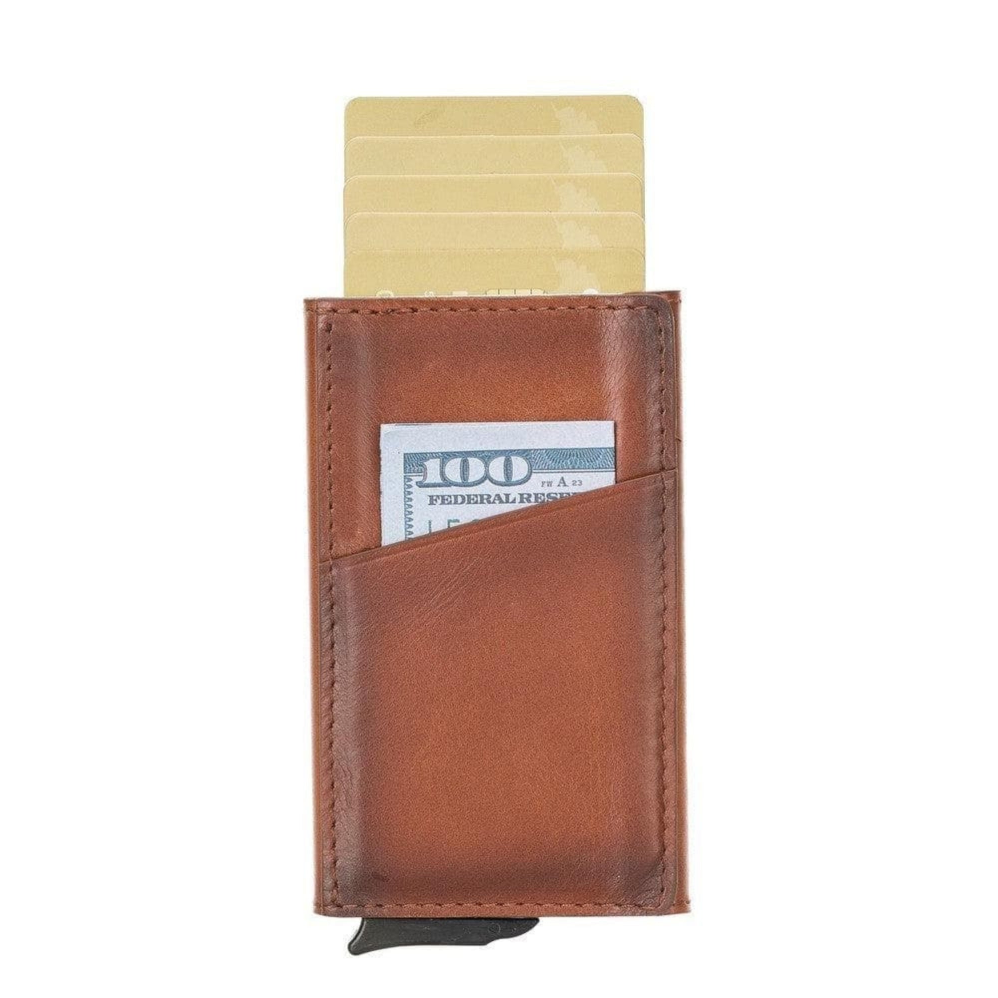 telluride leather popup cardholder for men and women - toronata - #color_tan