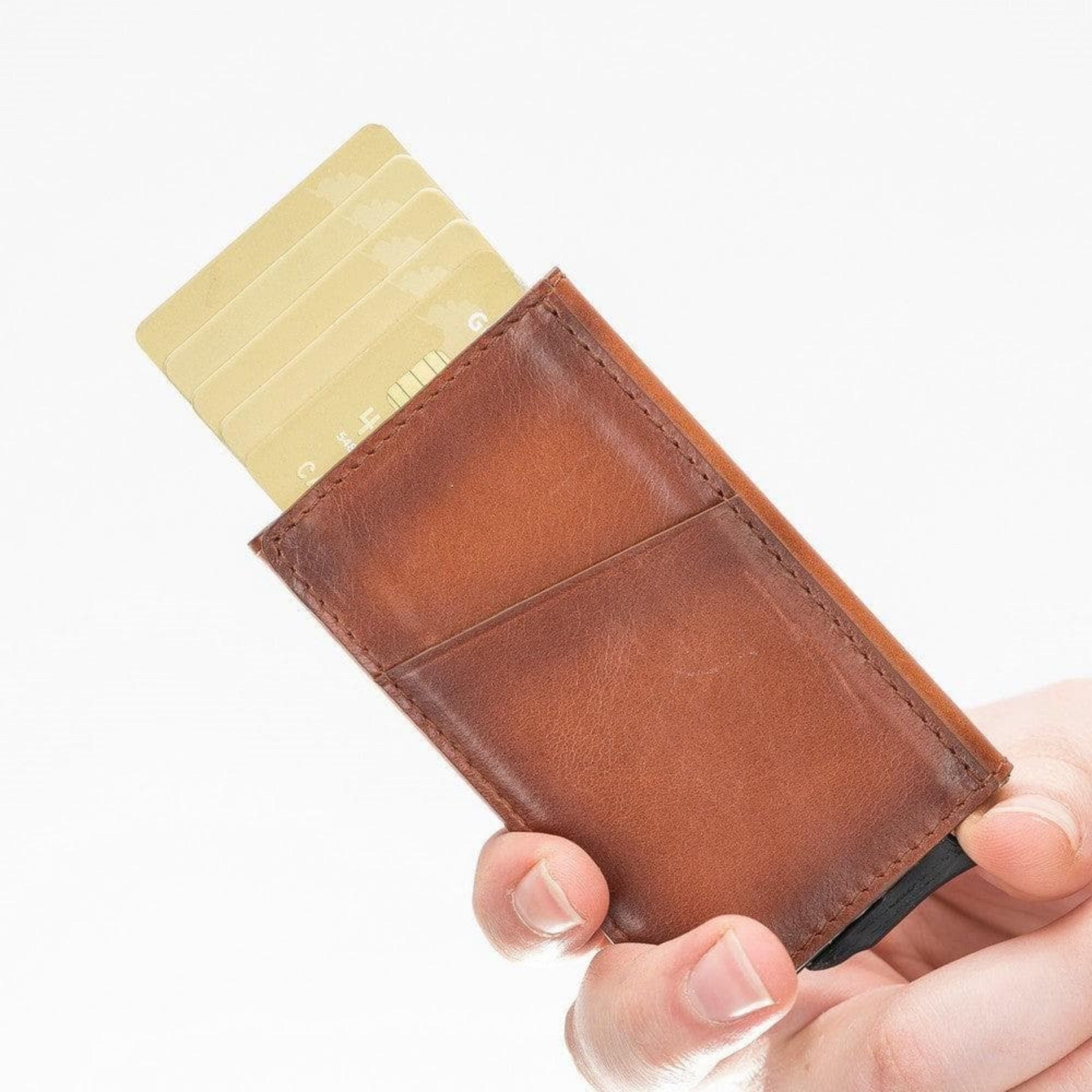 telluride leather popup cardholder for men and women - toronata - #color_tan