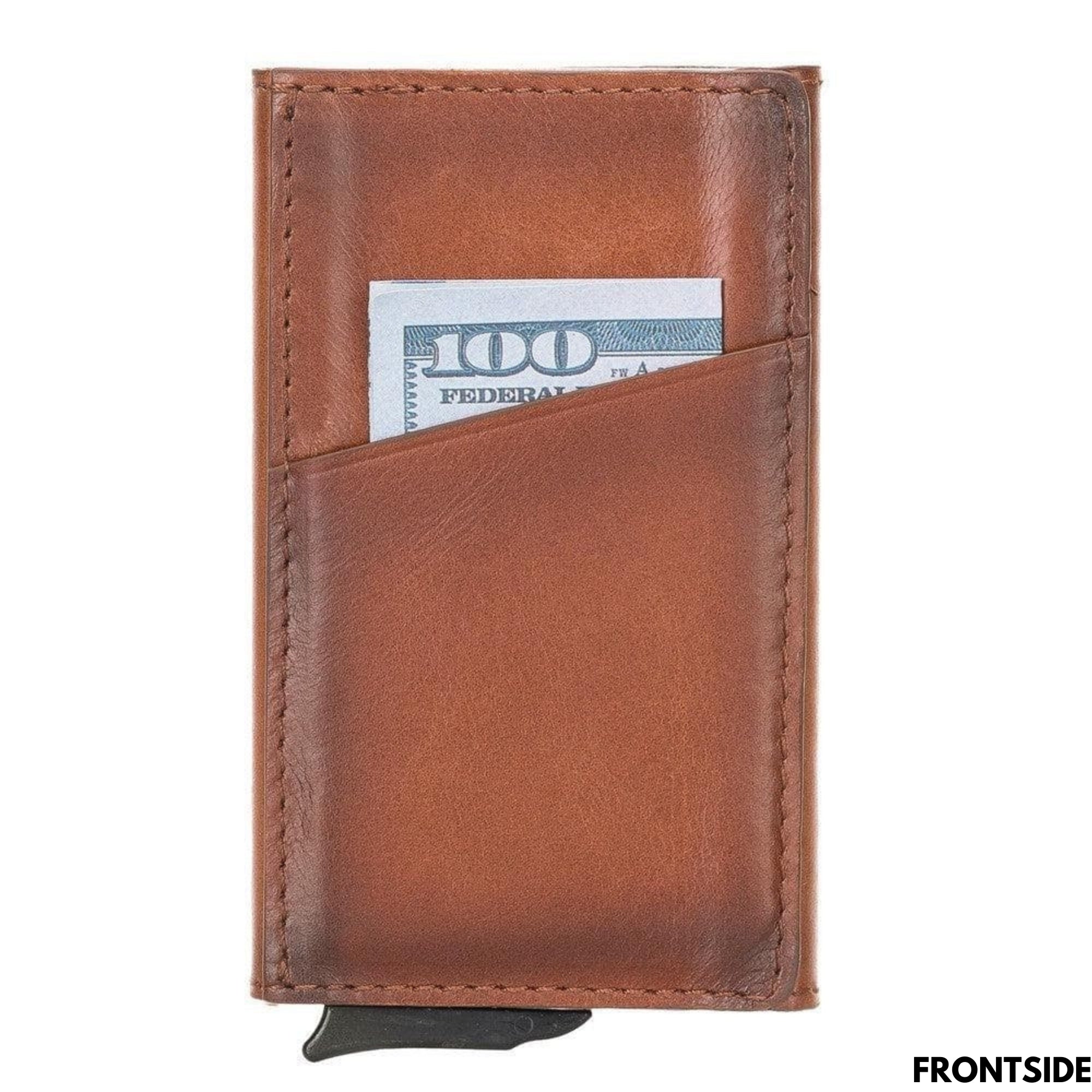 telluride leather popup cardholder for men and women - toronata - #color_tan