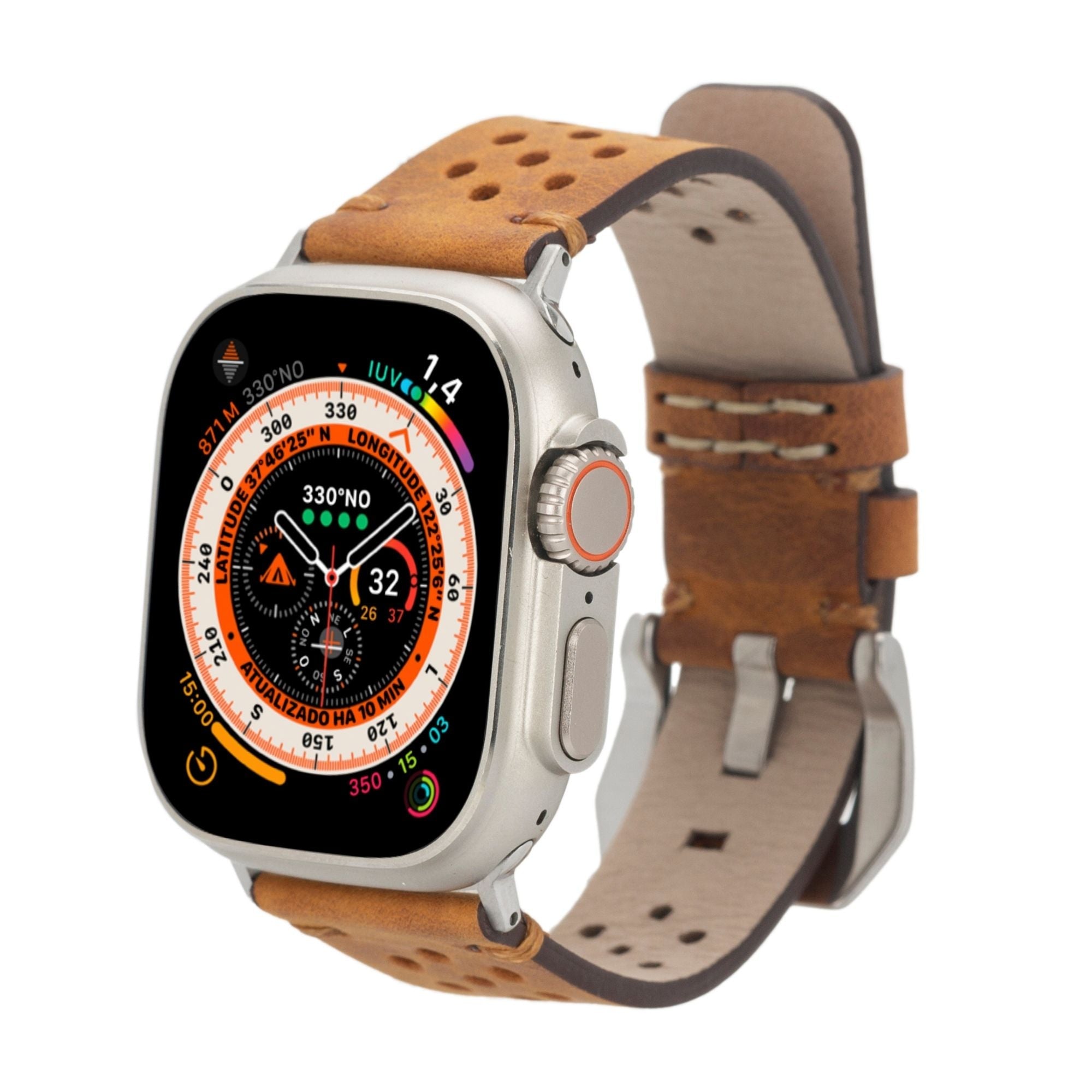 Teton Leather Bands for Apple Watch Ultra,8,7 and SE - 45/44/42mm - Antic Tan - TORONATA
