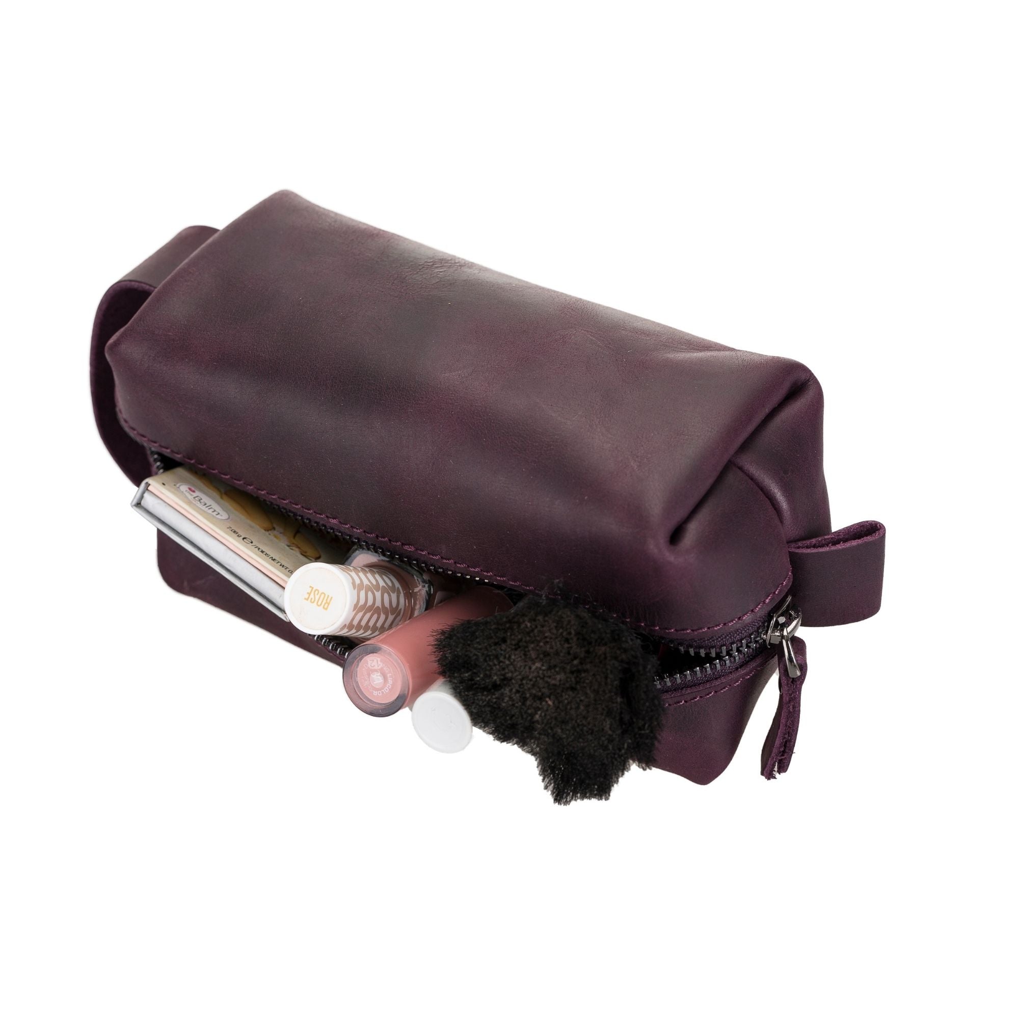 Thayne Cow Leather Makeup Bag for Women - S - Purple - TORONATA