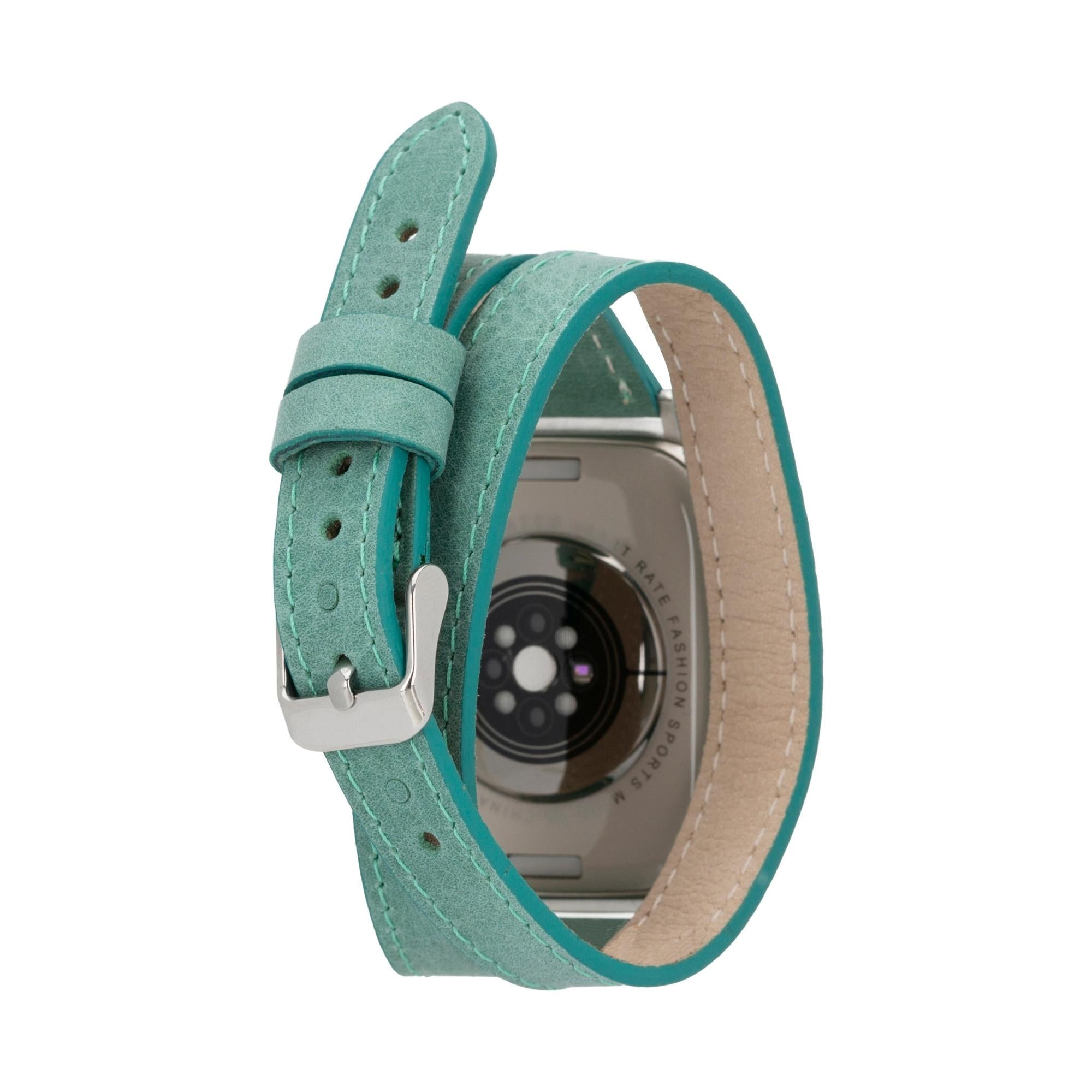 vail double tour leather bands for apple watch 9, ultra 2 and se - toronata -