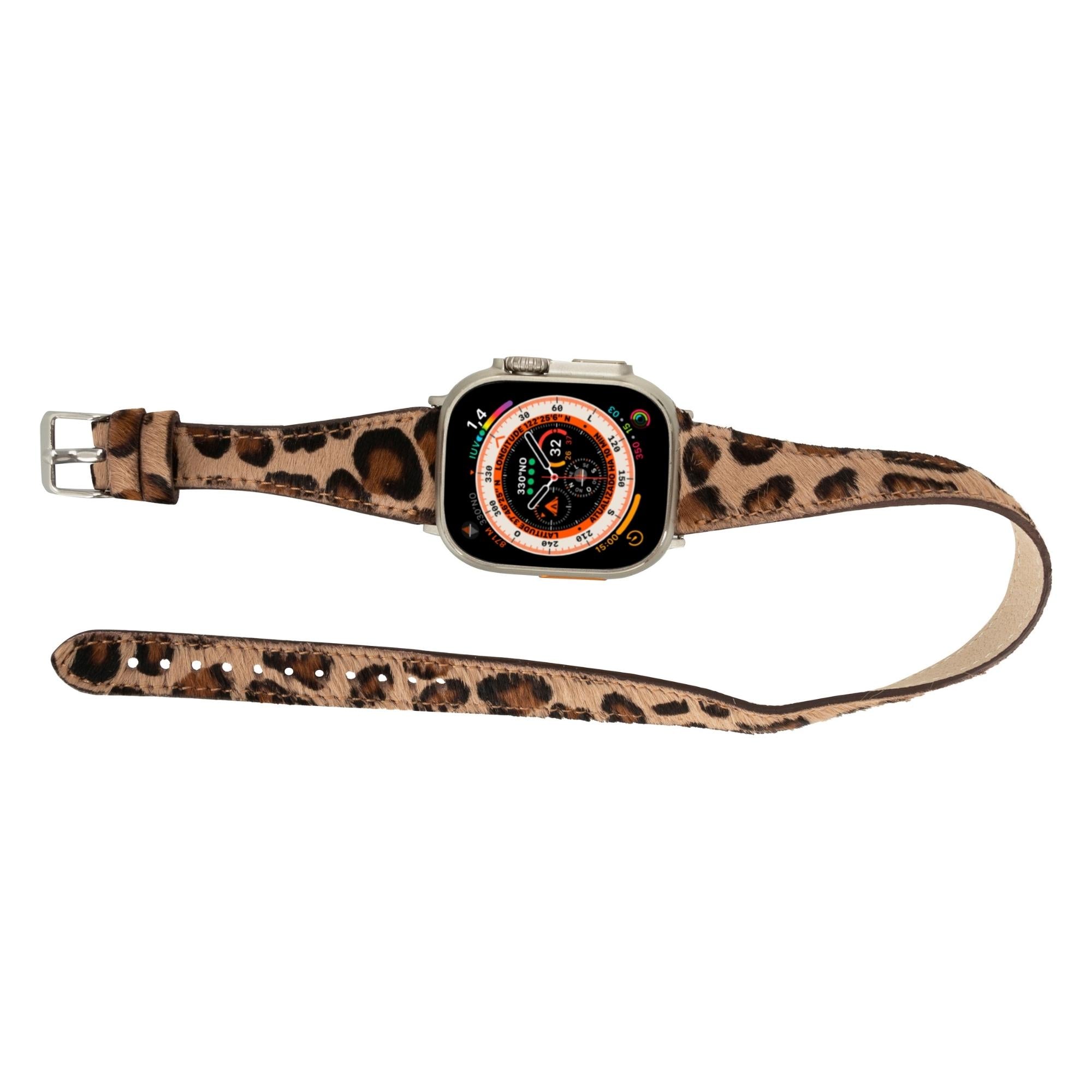 vail double tour leather bands for apple watch 9, ultra 2 and se - toronata -