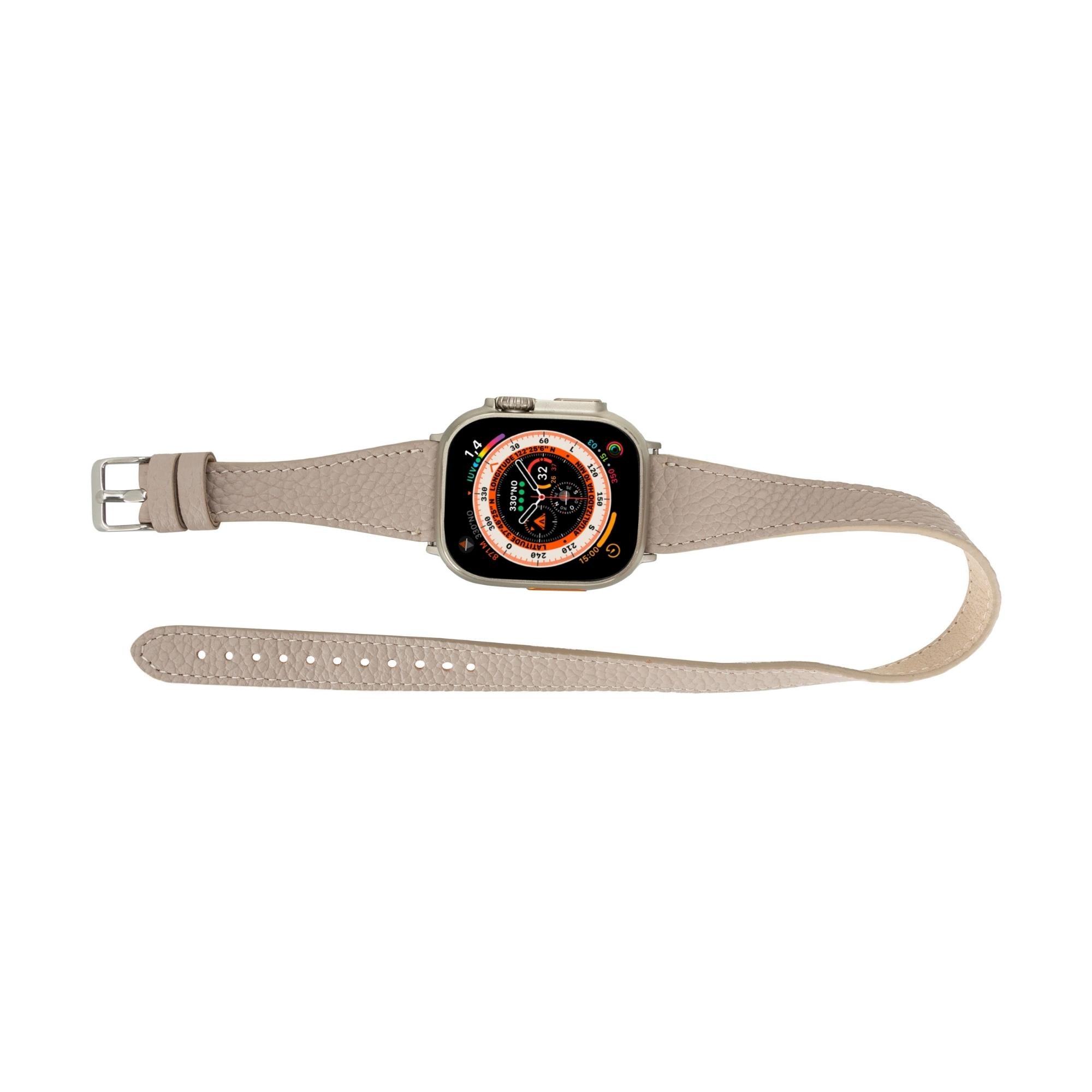 vail double tour leather bands for apple watch 9, ultra 2 and se - toronata -