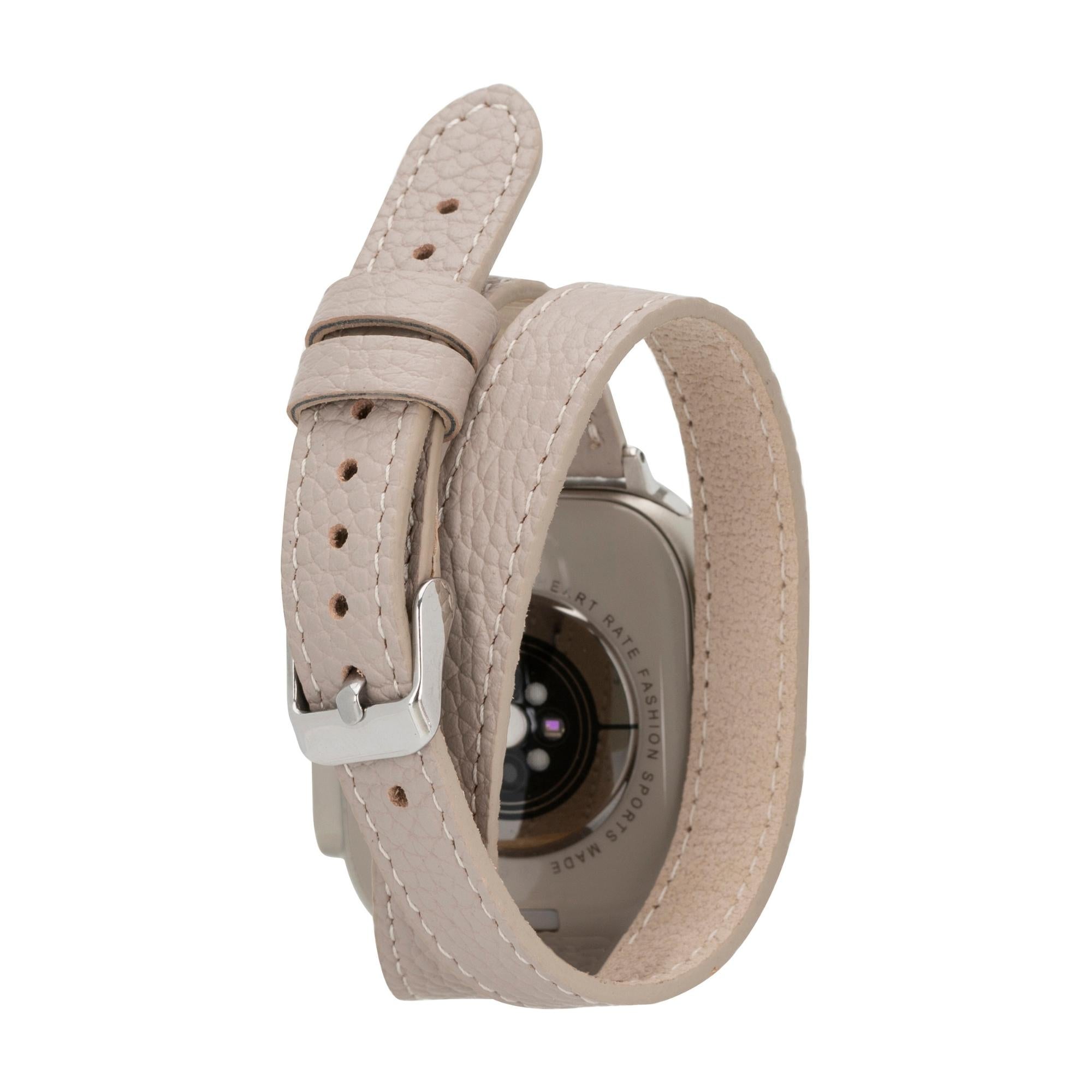 vail double tour leather bands for apple watch 9, ultra 2 and se - toronata -