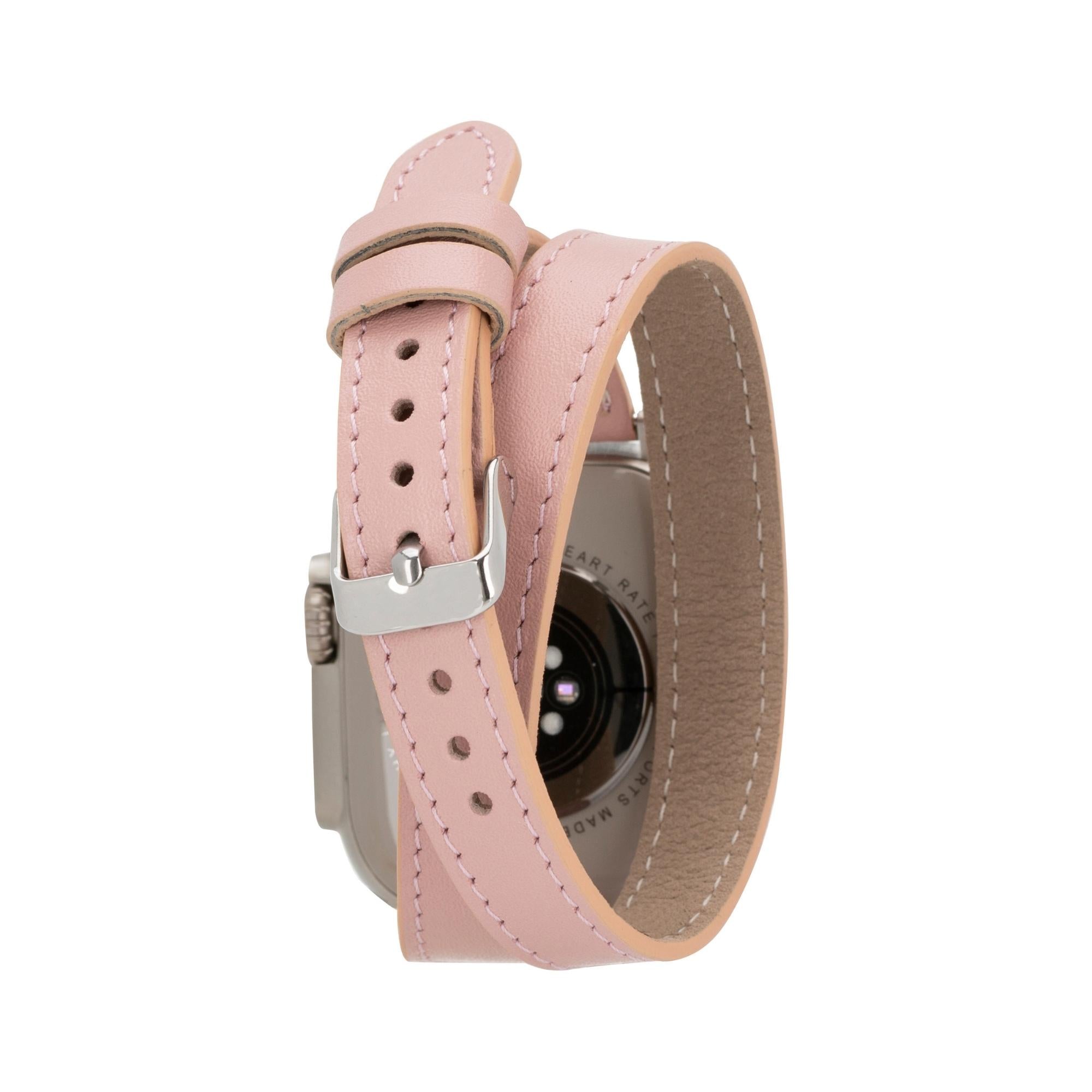 vail double tour leather bands for apple watch 9, ultra 2 and se - toronata -