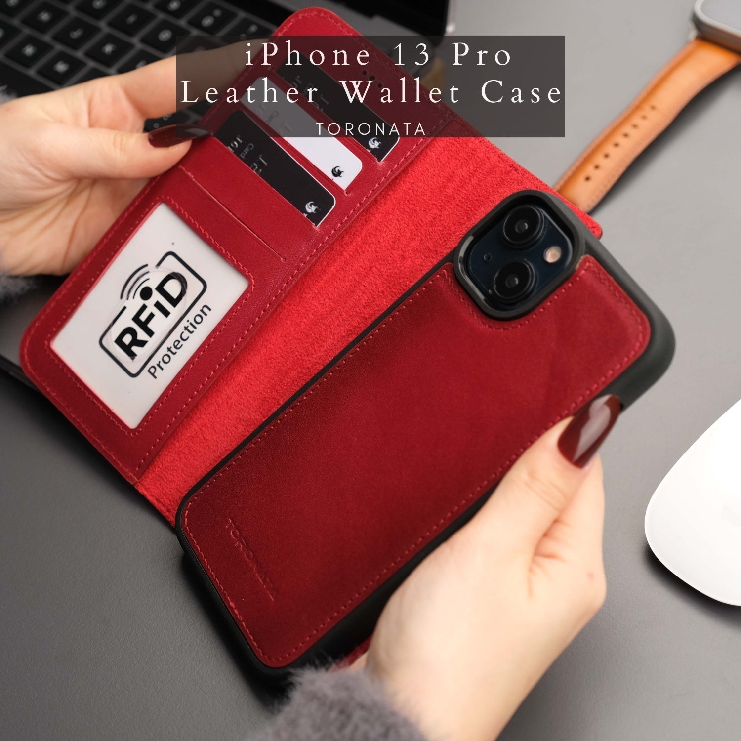 Best iPhone 13 Pro Leather Wallet Case: TORONATA Luxury Design - TORONATA