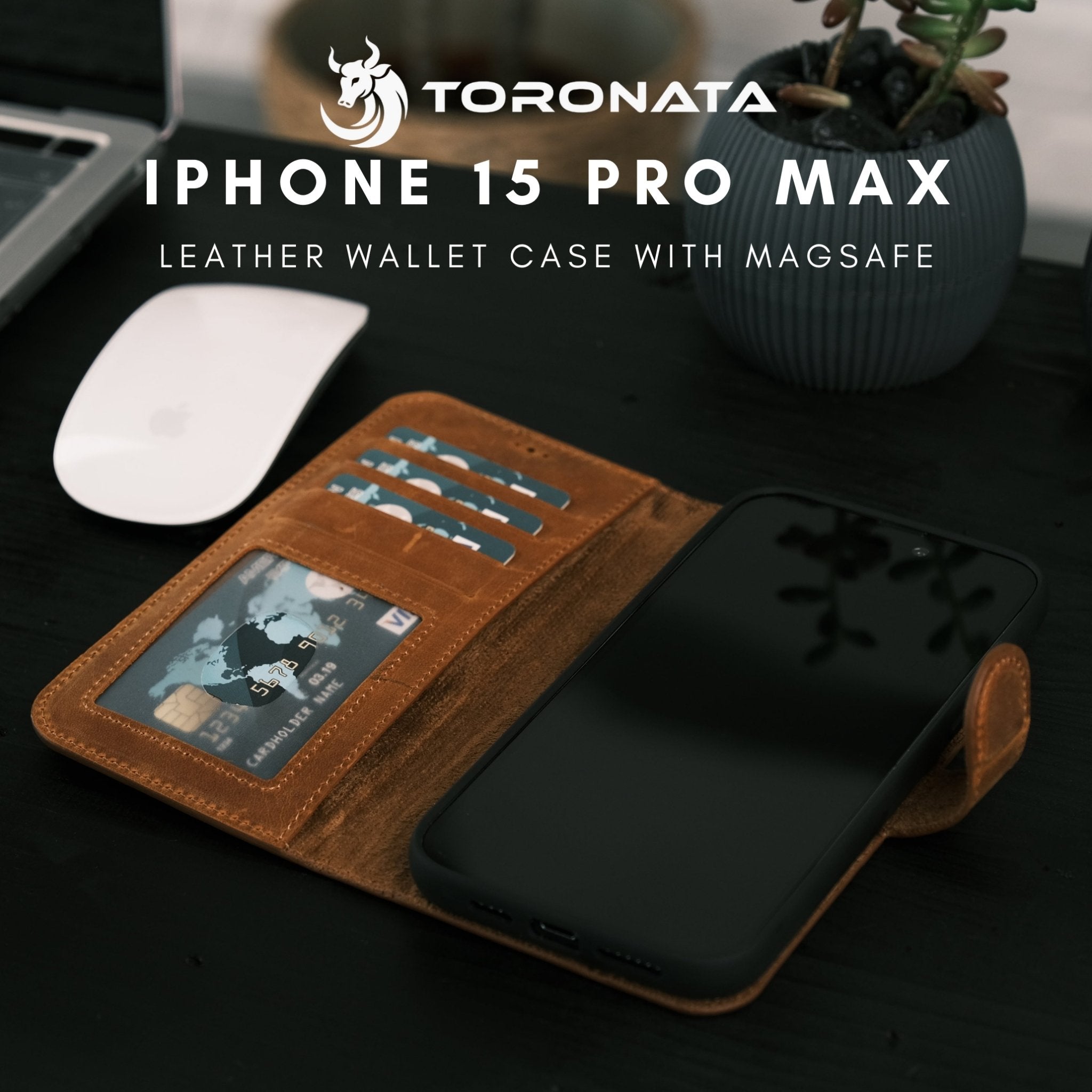TORONATA Leather Wallet Cases for iPhone 15 Pro Max & MagSafe - TORONATA