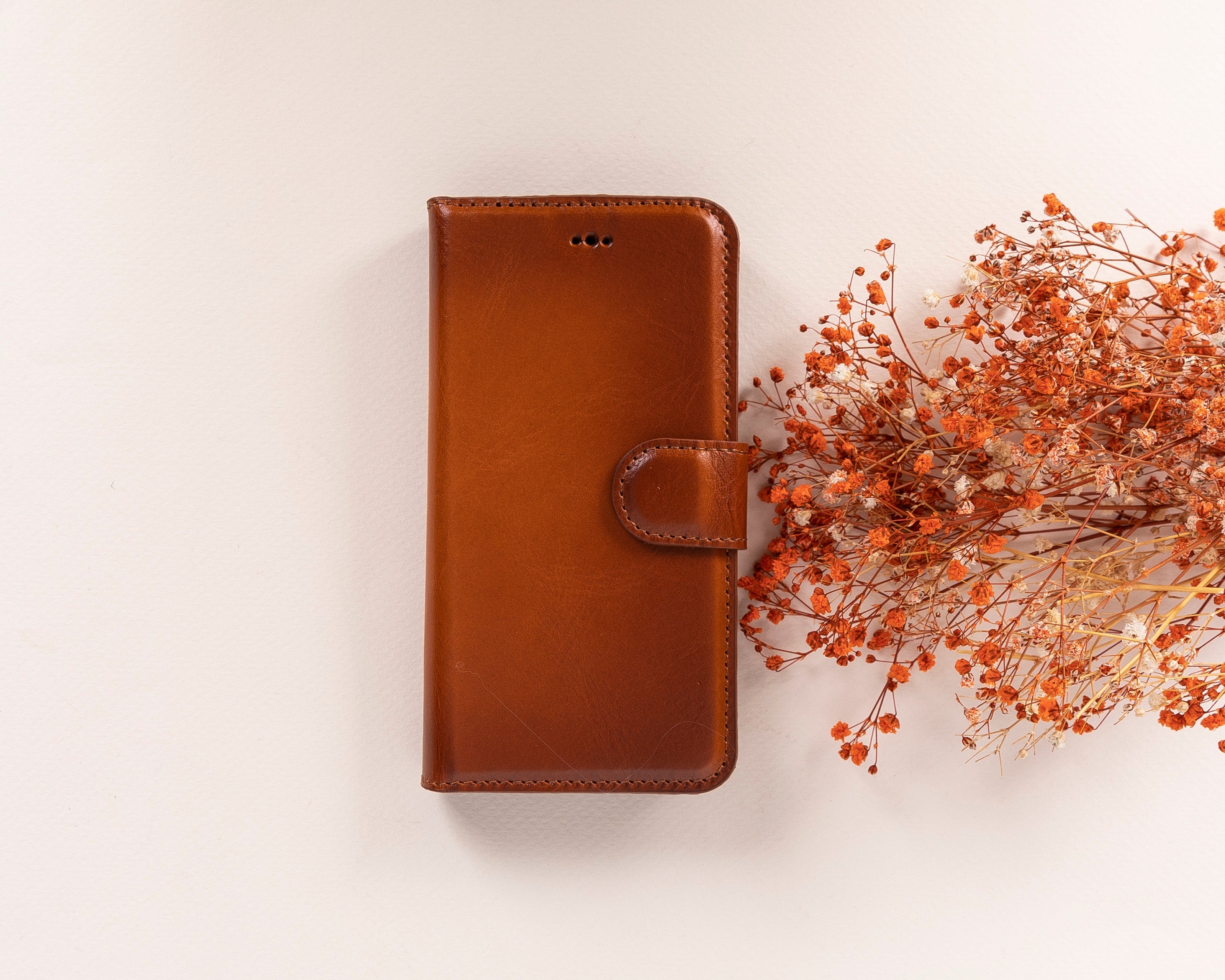 Magic iPhone 16E Detachable Leather Wallet Case - TORONATA - color_ Tan