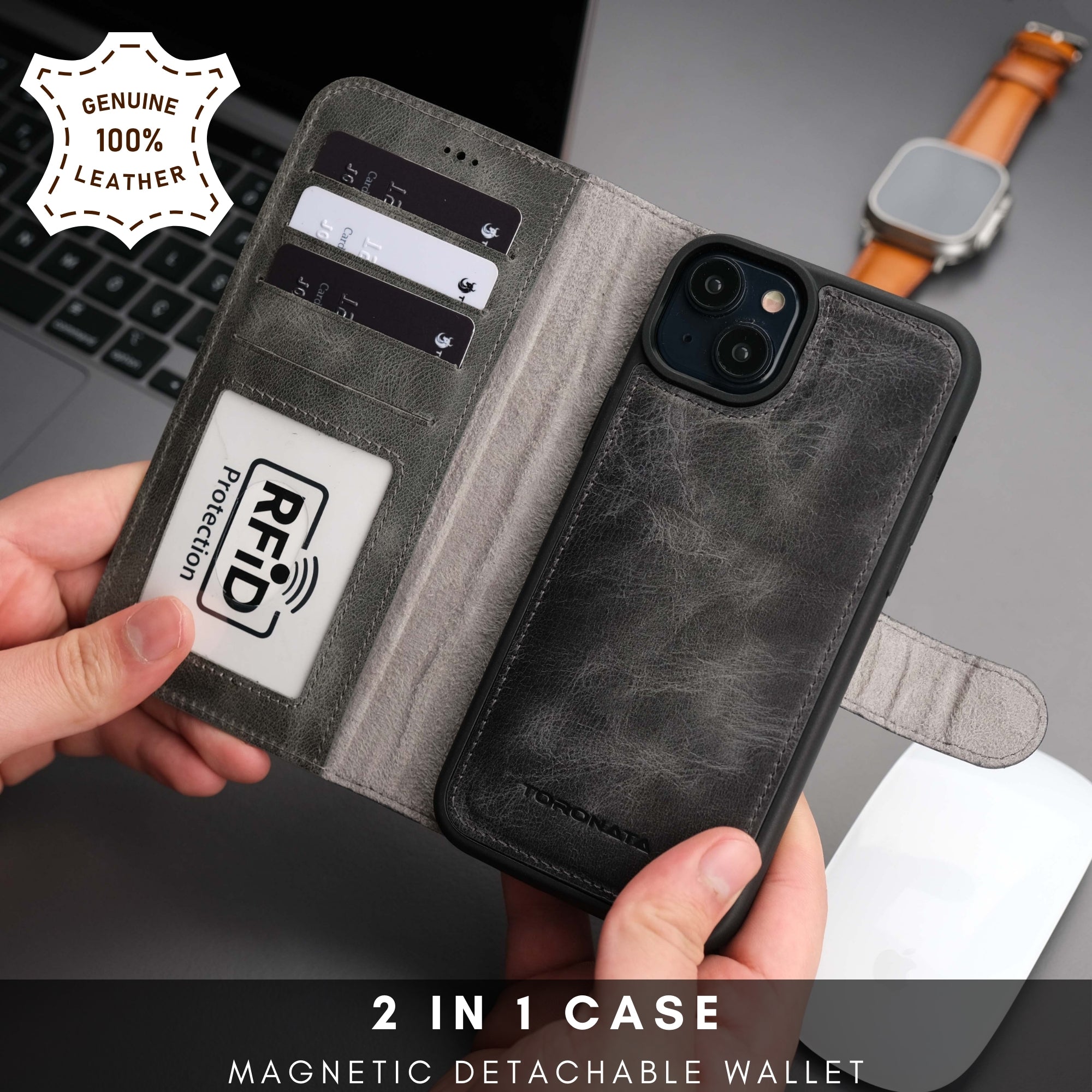 Casper Leather iPhone 14 Plus Wallet Case | MagSafe - TORONATA - 