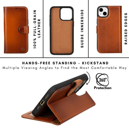 casper iphone 14 series detachable leather wallet case - toronata - 