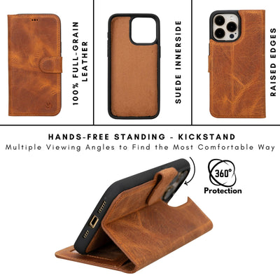 casper iphone 14 series detachable leather wallet case - toronata - 