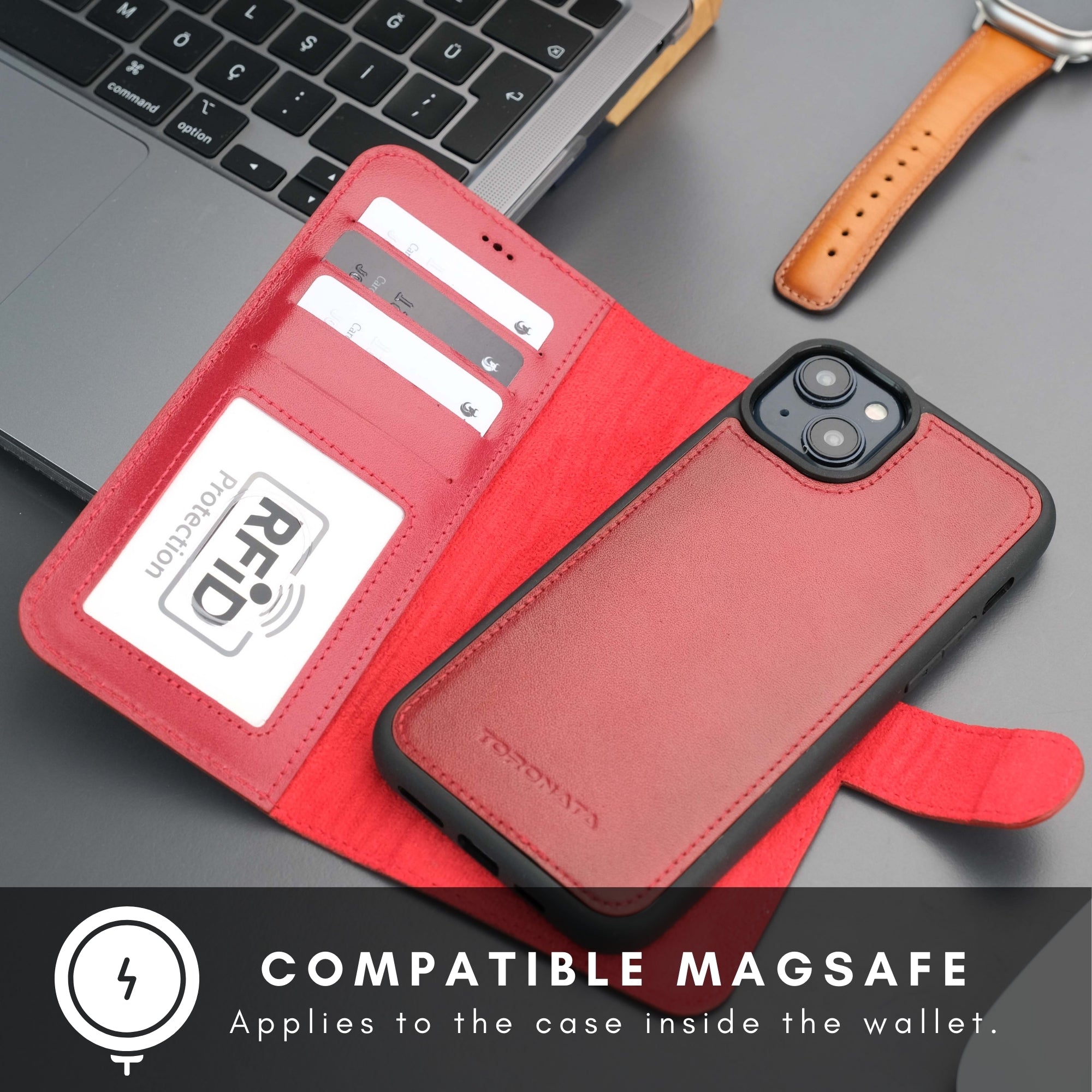 Casper Leather iPhone 14 Plus Wallet Case | MagSafe - TORONATA - 