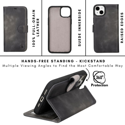 casper iphone 14 series detachable leather wallet case - toronata - 