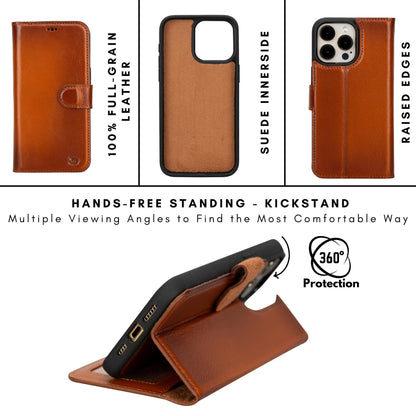 casper iphone 14 series detachable leather wallet case - toronata - 