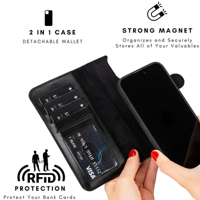 casper iphone 14 series detachable leather wallet case - toronata - 