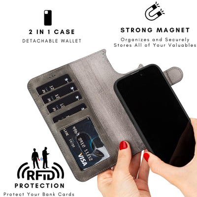 casper iphone 14 series detachable leather wallet case - toronata - 