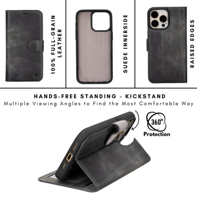 casper iphone 14 series detachable leather wallet case - toronata - 