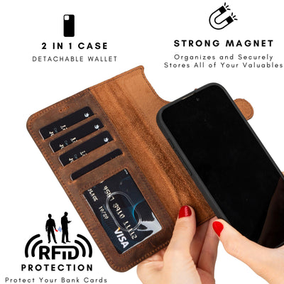 casper iphone 14 series detachable leather wallet case - toronata - 