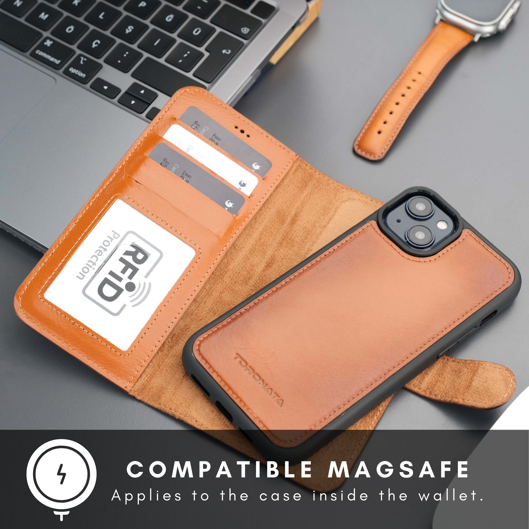 Casper Leather iPhone 14 Plus Wallet Case | MagSafe - TORONATA - 