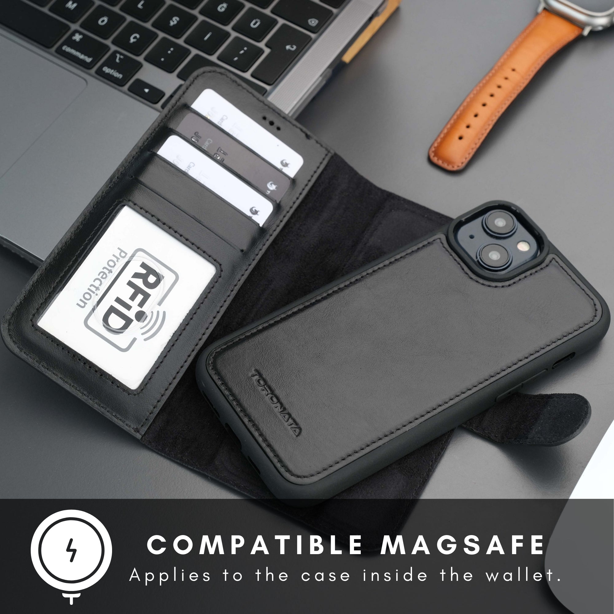 Casper Leather iPhone 14 Plus Wallet Case | MagSafe - TORONATA - 