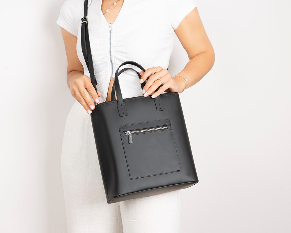 Mesa Leather Tote Bag for Women – Genuine Leather | TORONATA #color_black