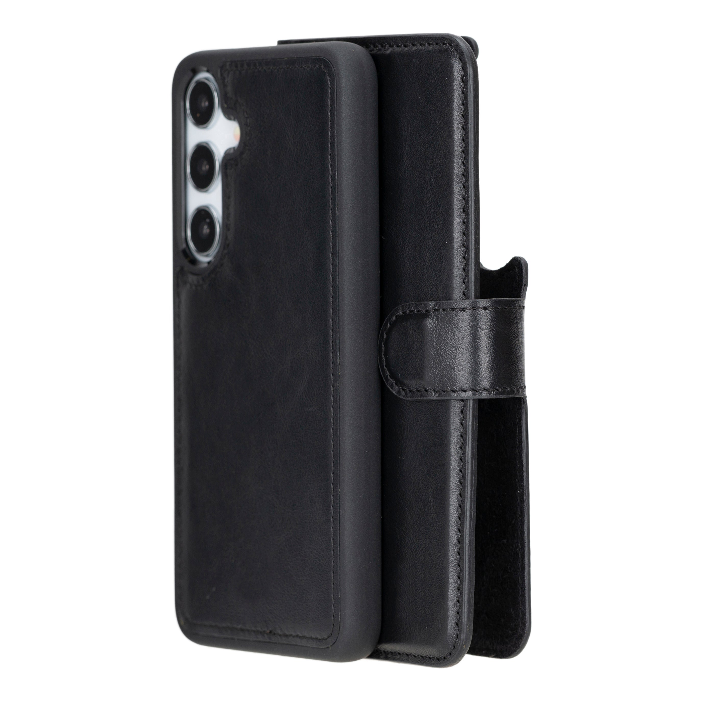 Magic Samsung Galaxy S24 Plus Leather Detachable Wallet Case - TORONATA - color_ Black