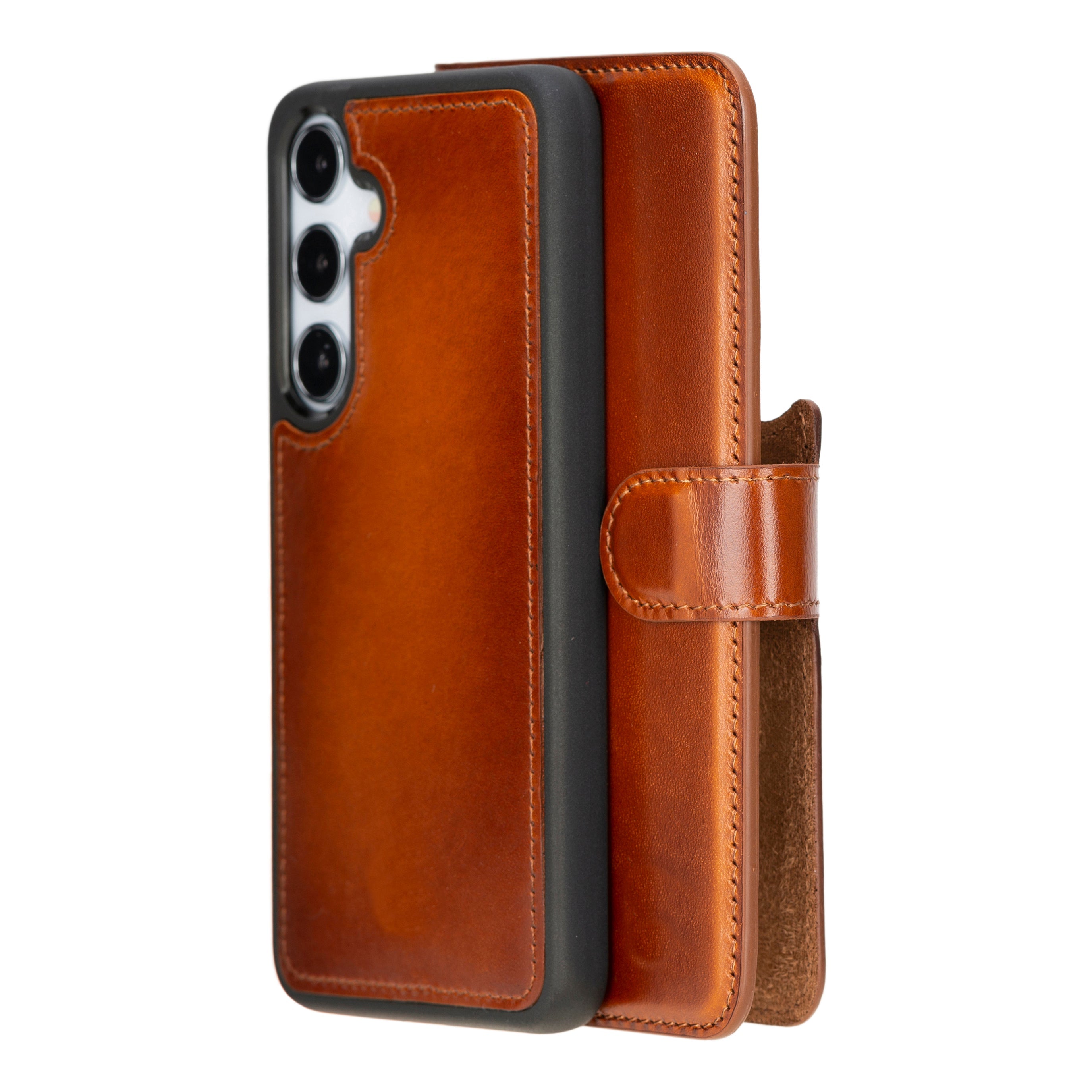 Magic Samsung Galaxy S24 Plus Leather Detachable Wallet Case - TORONATA - color_ Tan