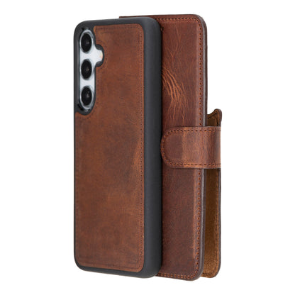 Magic Samsung Galaxy S24 Plus Leather Detachable Wallet Case - TORONATA - color_ Saddle Brown