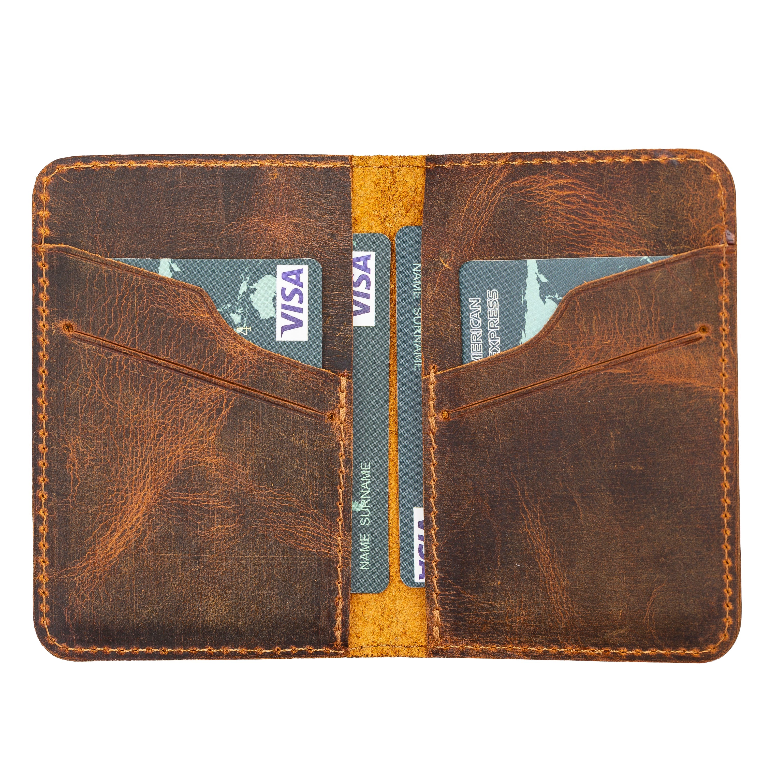 Enrico Leather Card Holder - TORONATA - color_ Saddle Brown