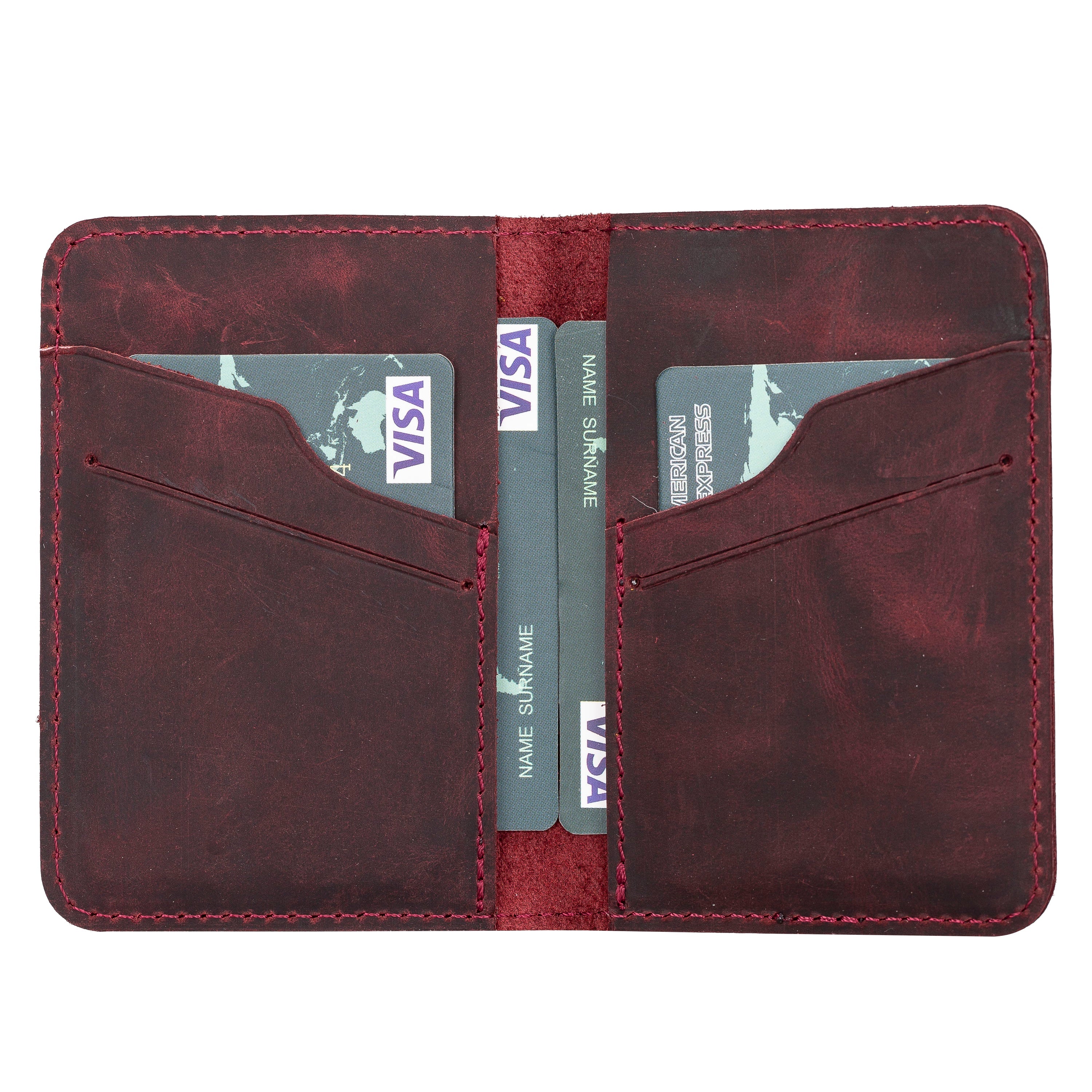 Enrico Leather Card Holder - TORONATA - color_ Dark Red