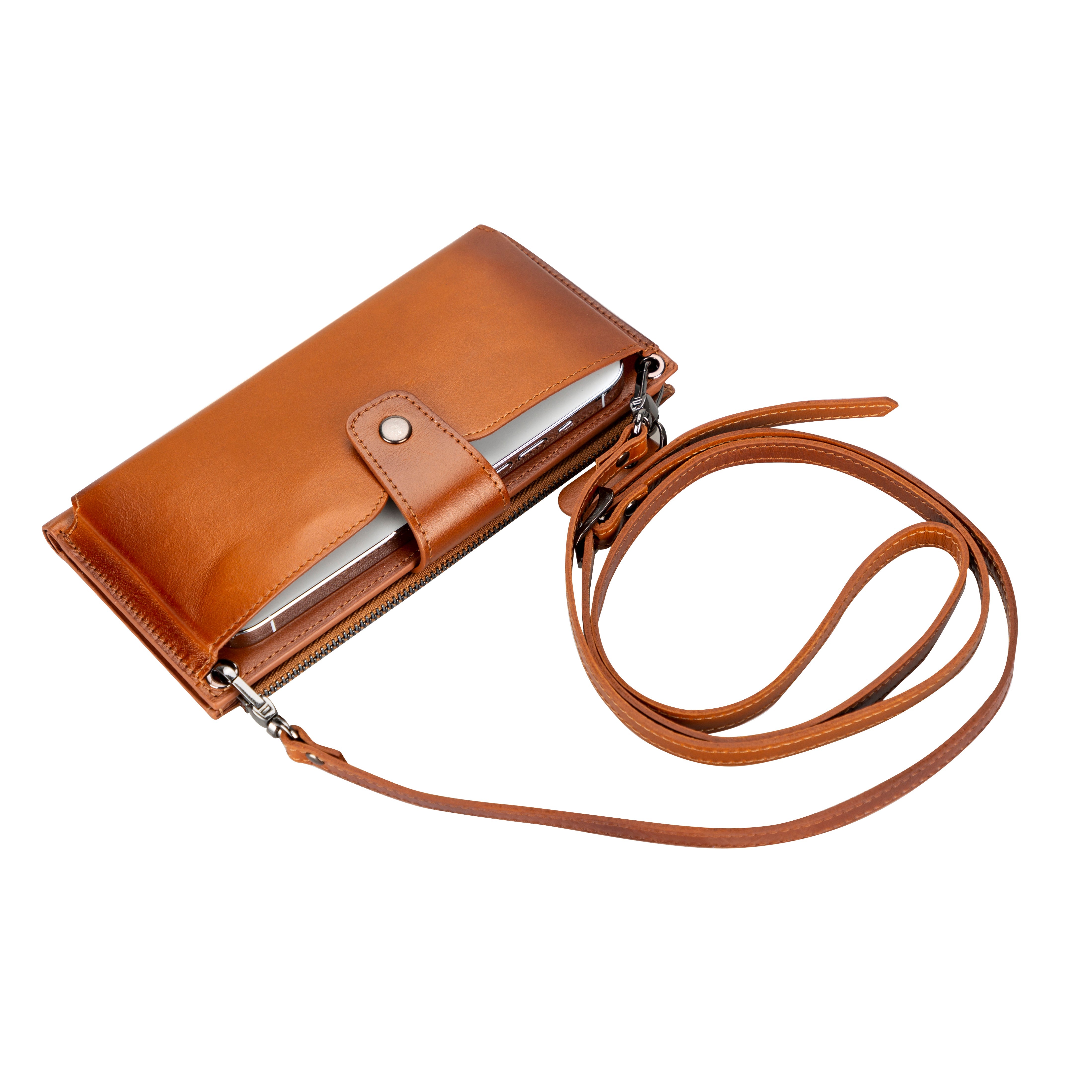 Lozan Strap Leather Crossbody Wallet - TORONATA - color_ Tan