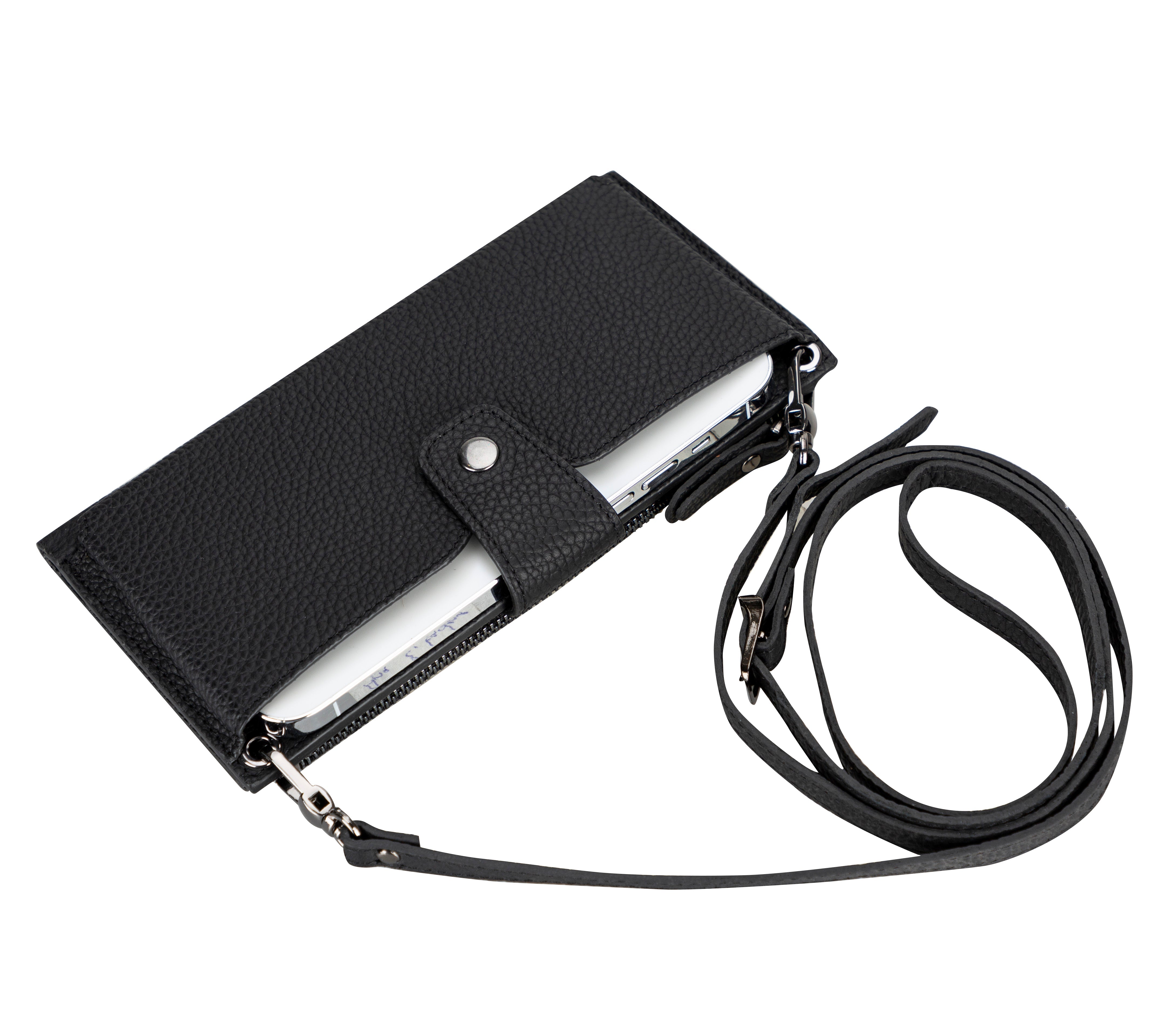 Lozan Strap Leather Crossbody Wallet - TORONATA - color_ Midnight