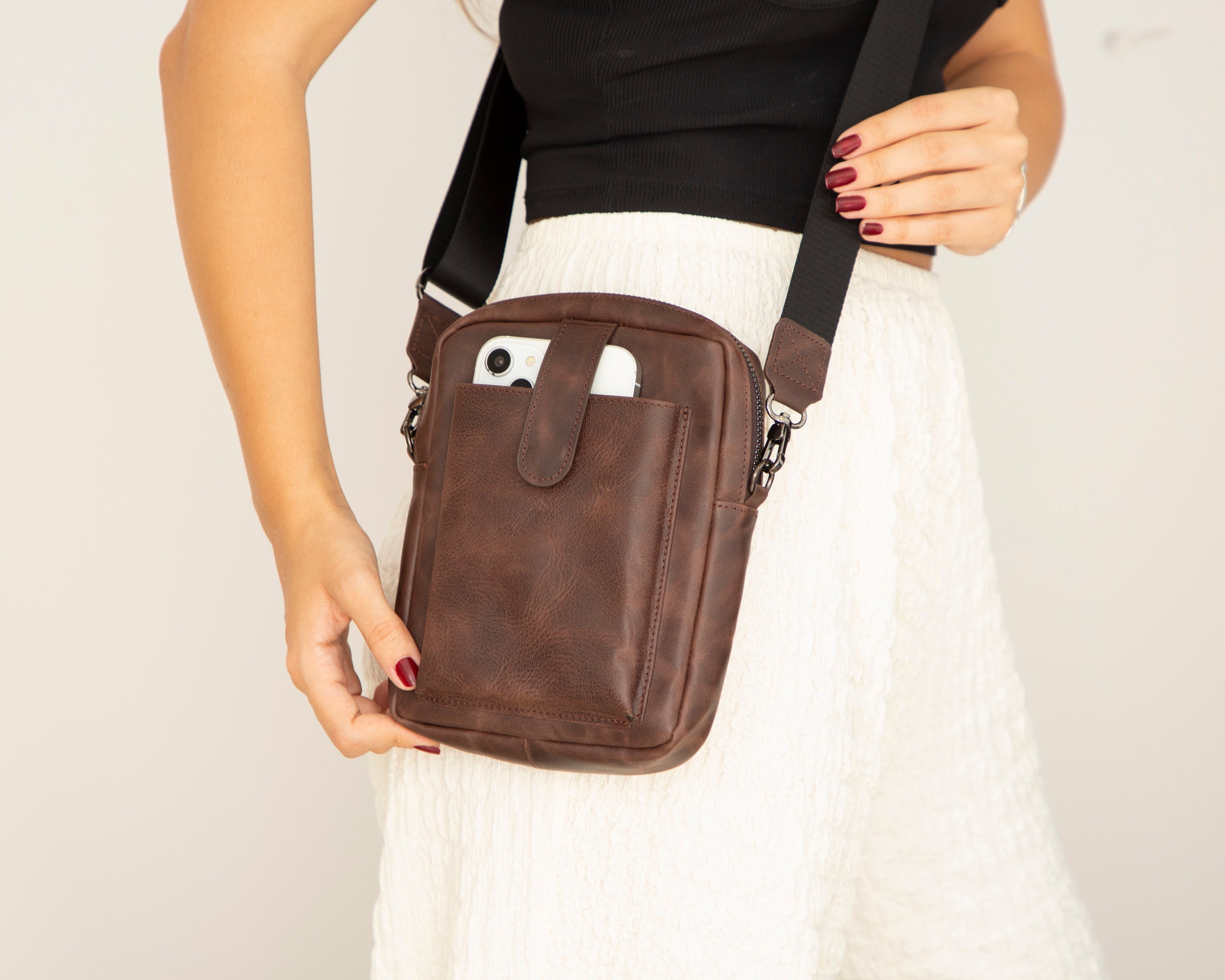 Pisa Leather Crossbody Bag - TORONATA - color_ Brown