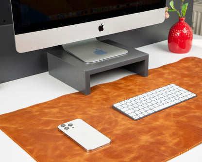 Natural Leather Desk Mat - TORONATA - color_ Brown