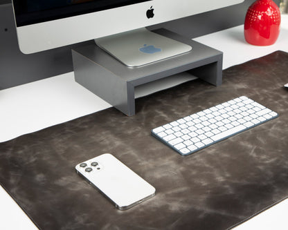 Natural Leather Desk Mat - TORONATA - color_ Gray