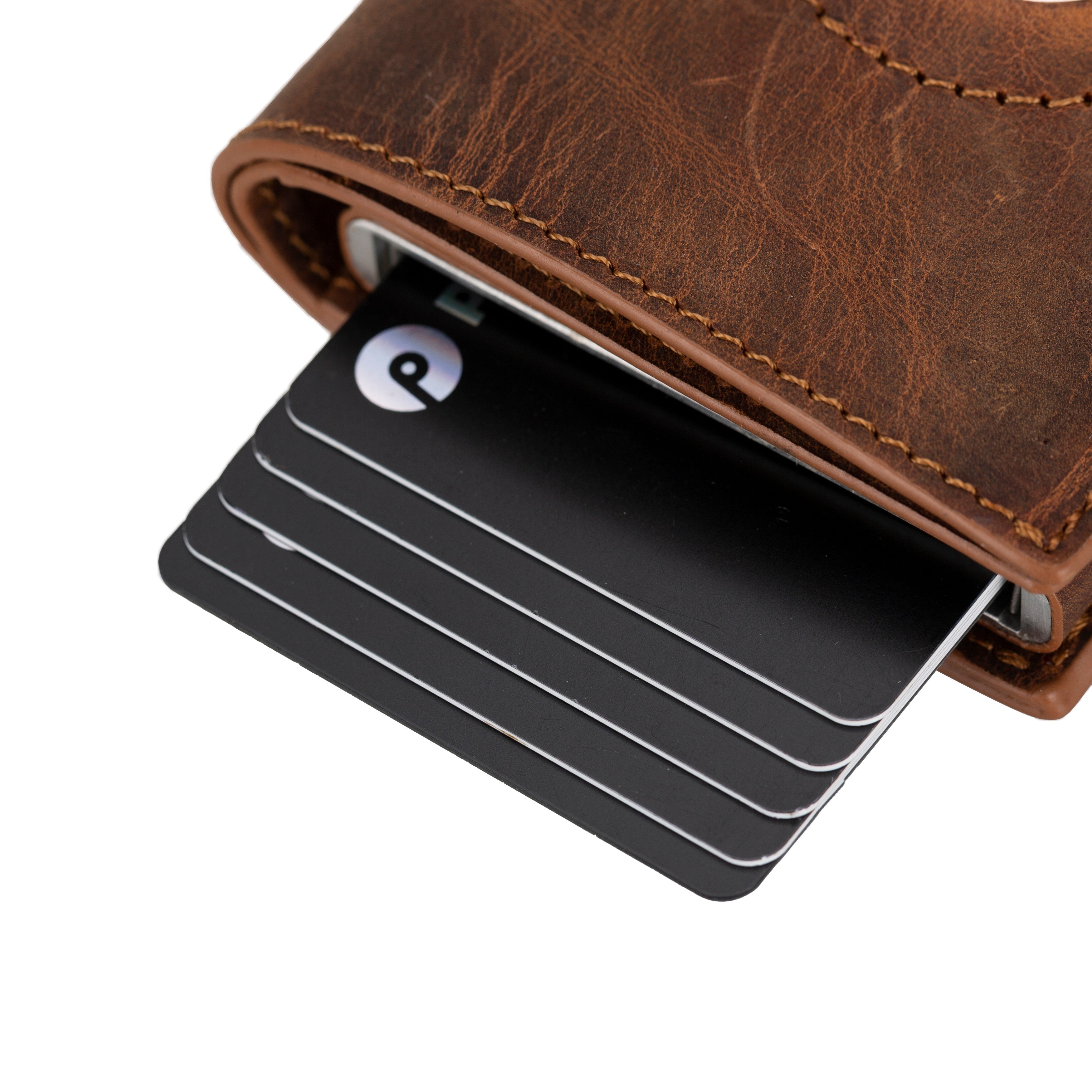 Palertag Zip Mechanical Leather Card Holder with AirTag Slot - TORONATA - color_