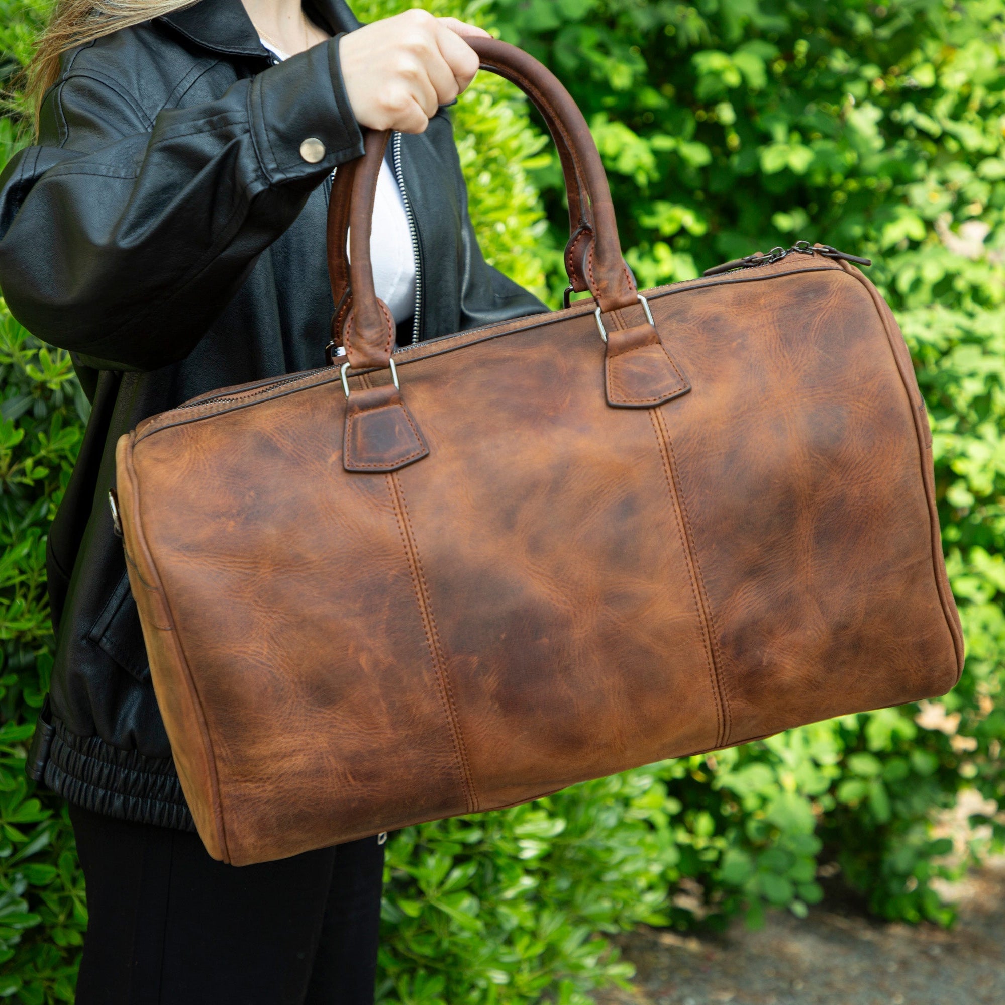 Atmore Leather Duffle Bag - TORONATA - color_ antic-brown